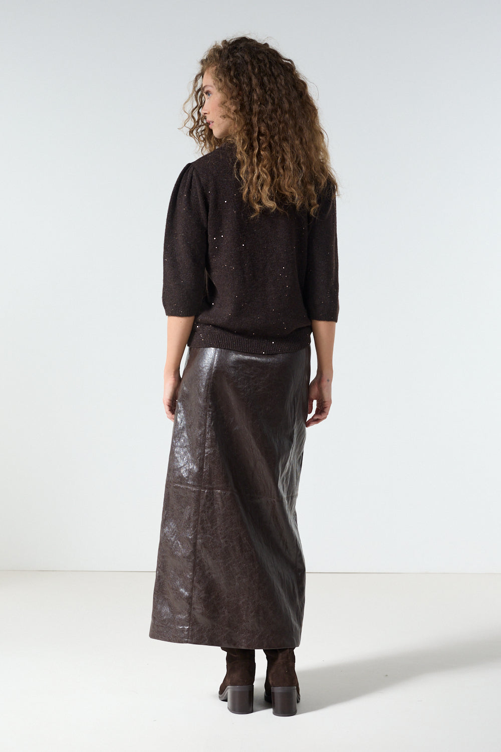 Tramontana PU Skirt Chocolate