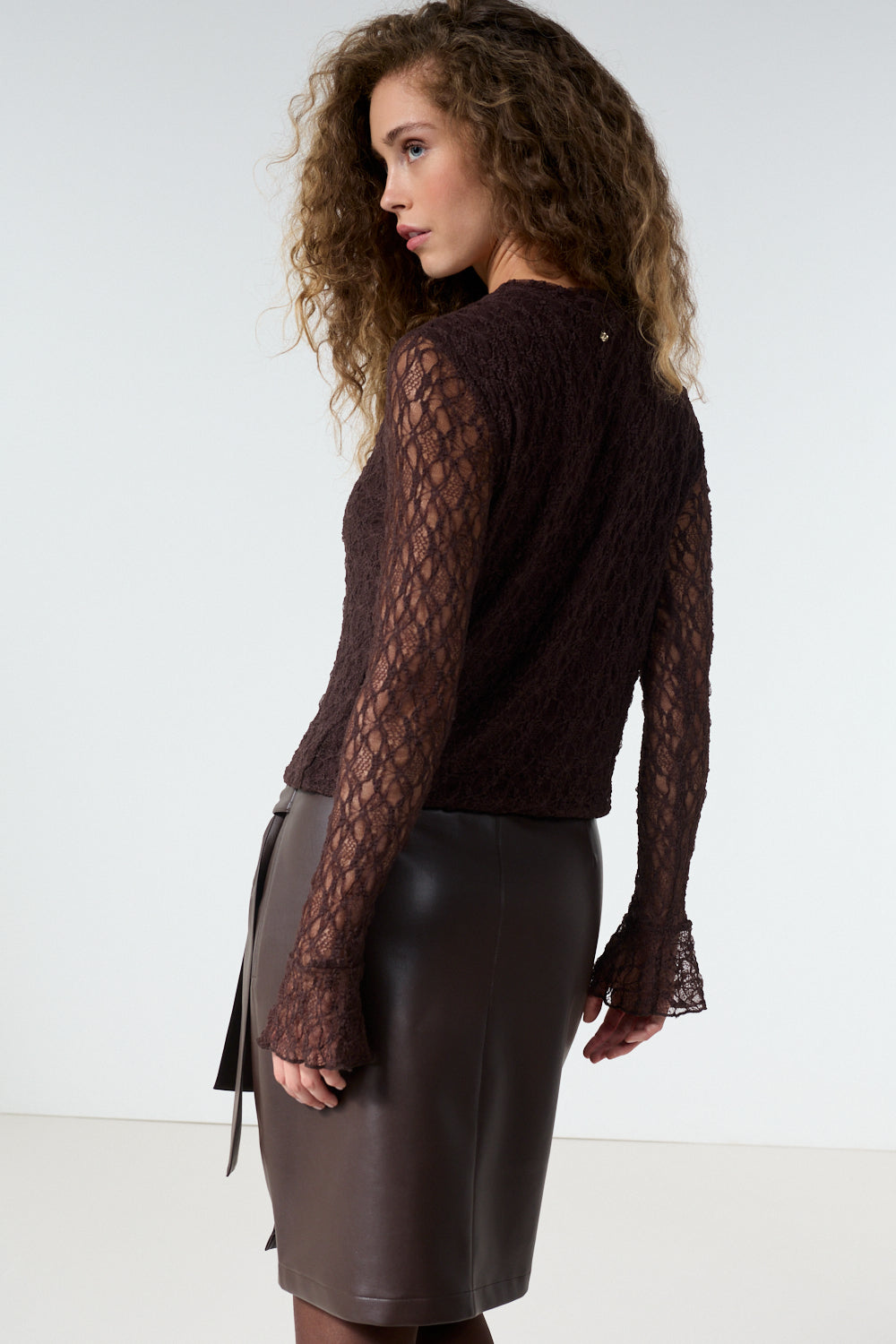 Tramontana PU Skirt Cafe Noir