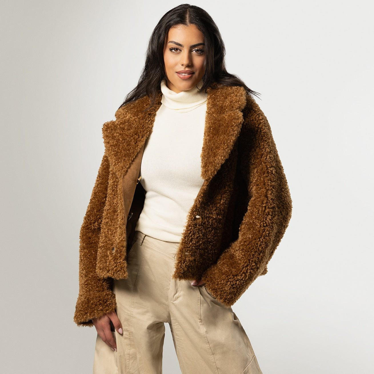 Giacomo Teddy Jacket Short Camel
