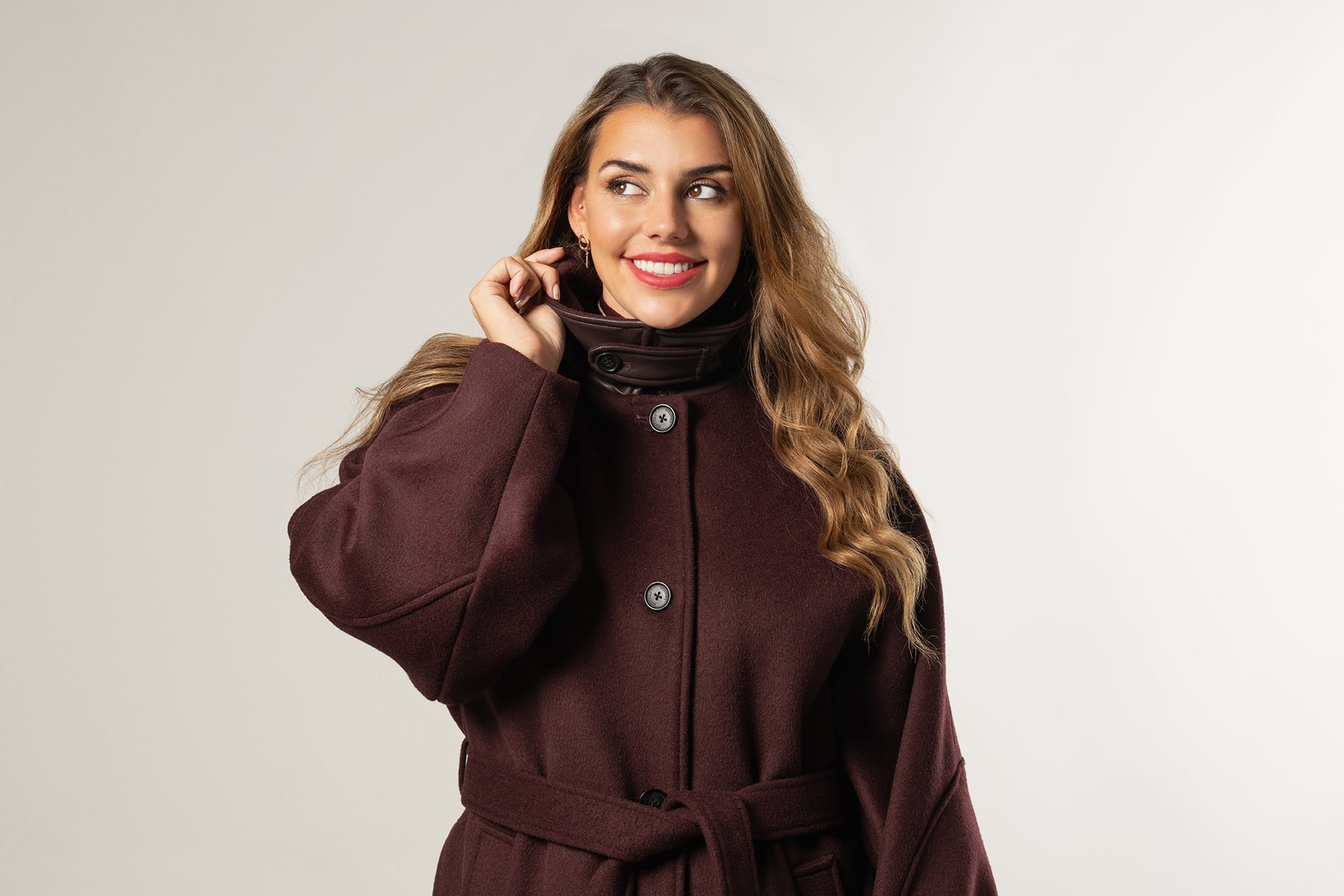 Giacomo Long Wool Coat Cherrywood