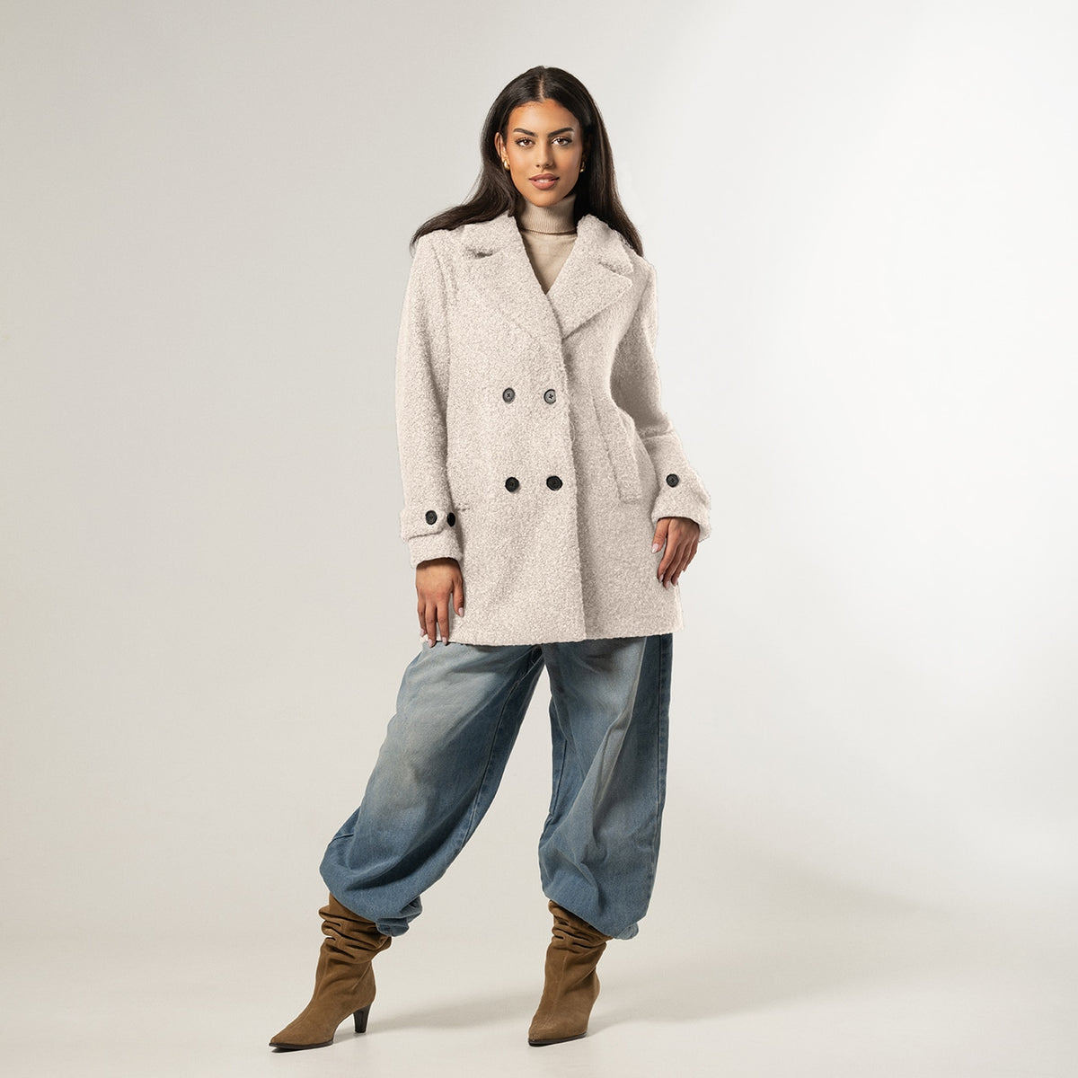 Giacomo Boucle Wool Coat Moon