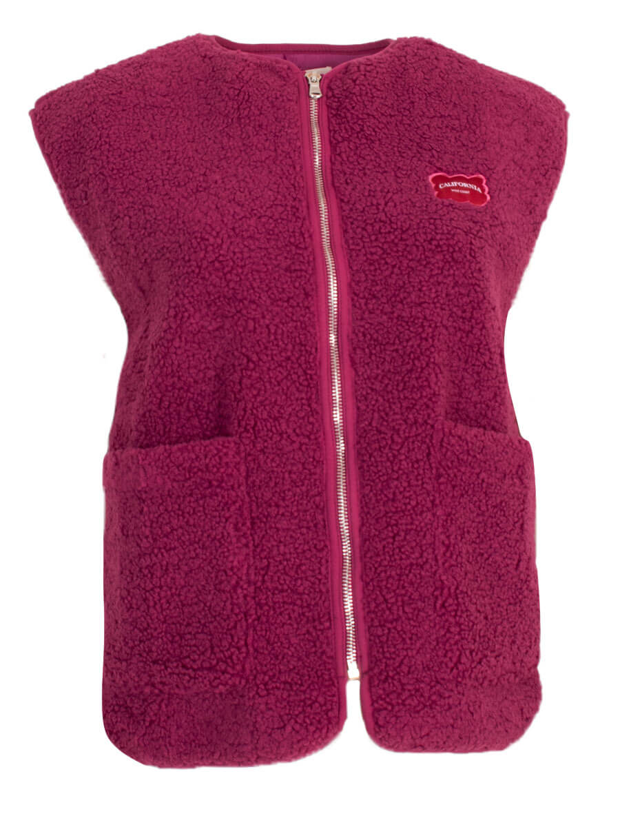 Azzurro Gilet Teddy Magenta