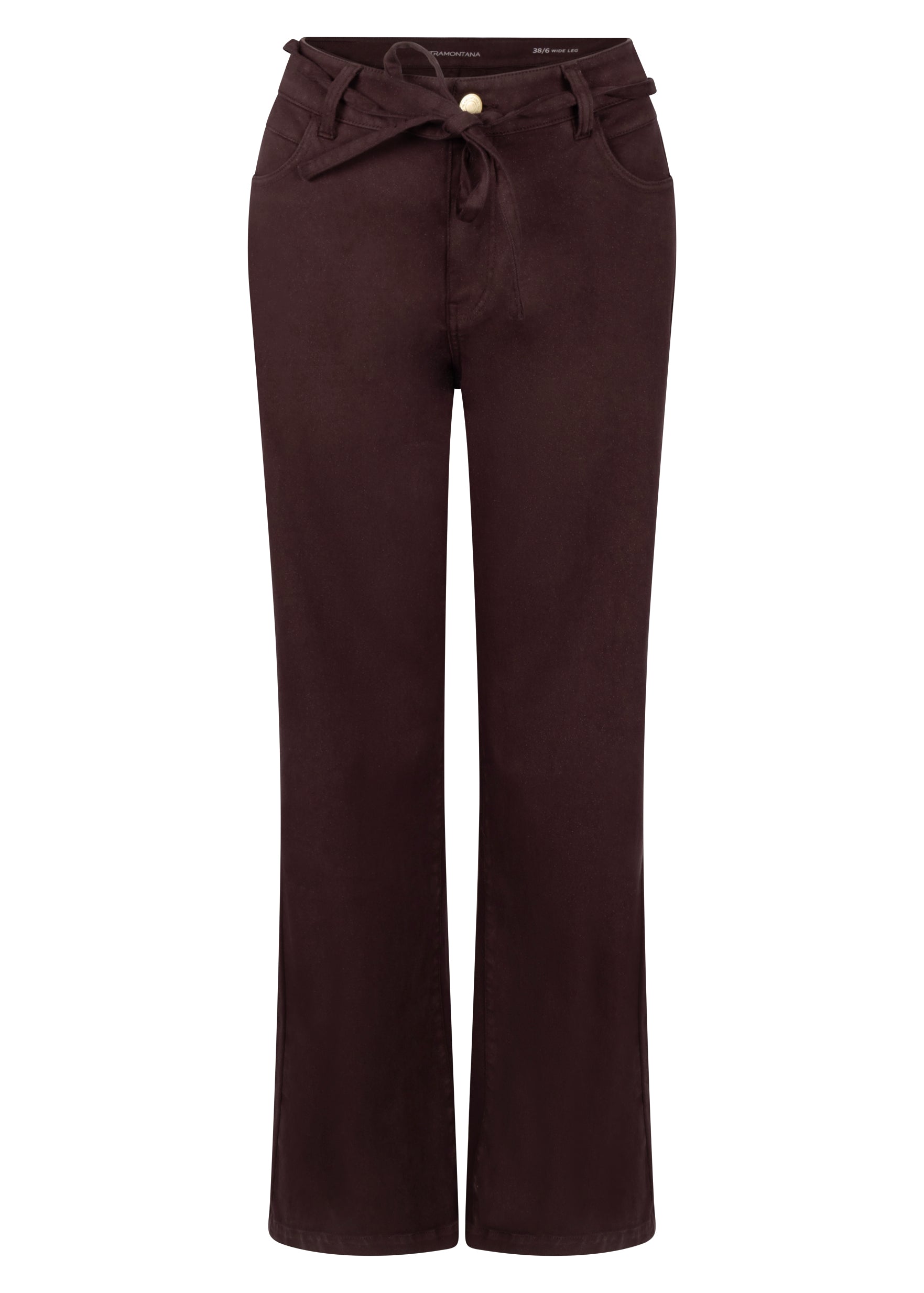 Tramontana Lurex Denim Wide-Leg Trousers Chocolate