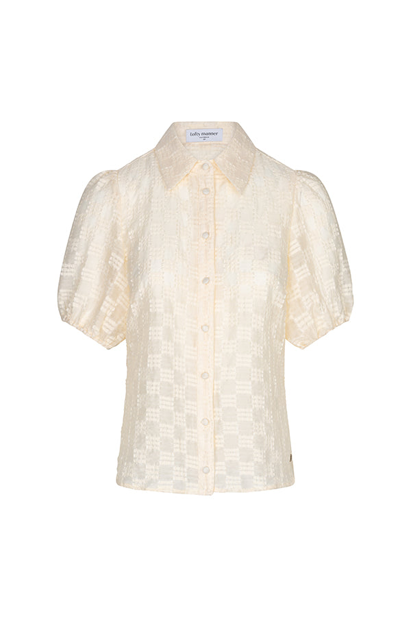 Lofty manner Blouse Hilly Structured Puff Sleeve Cream