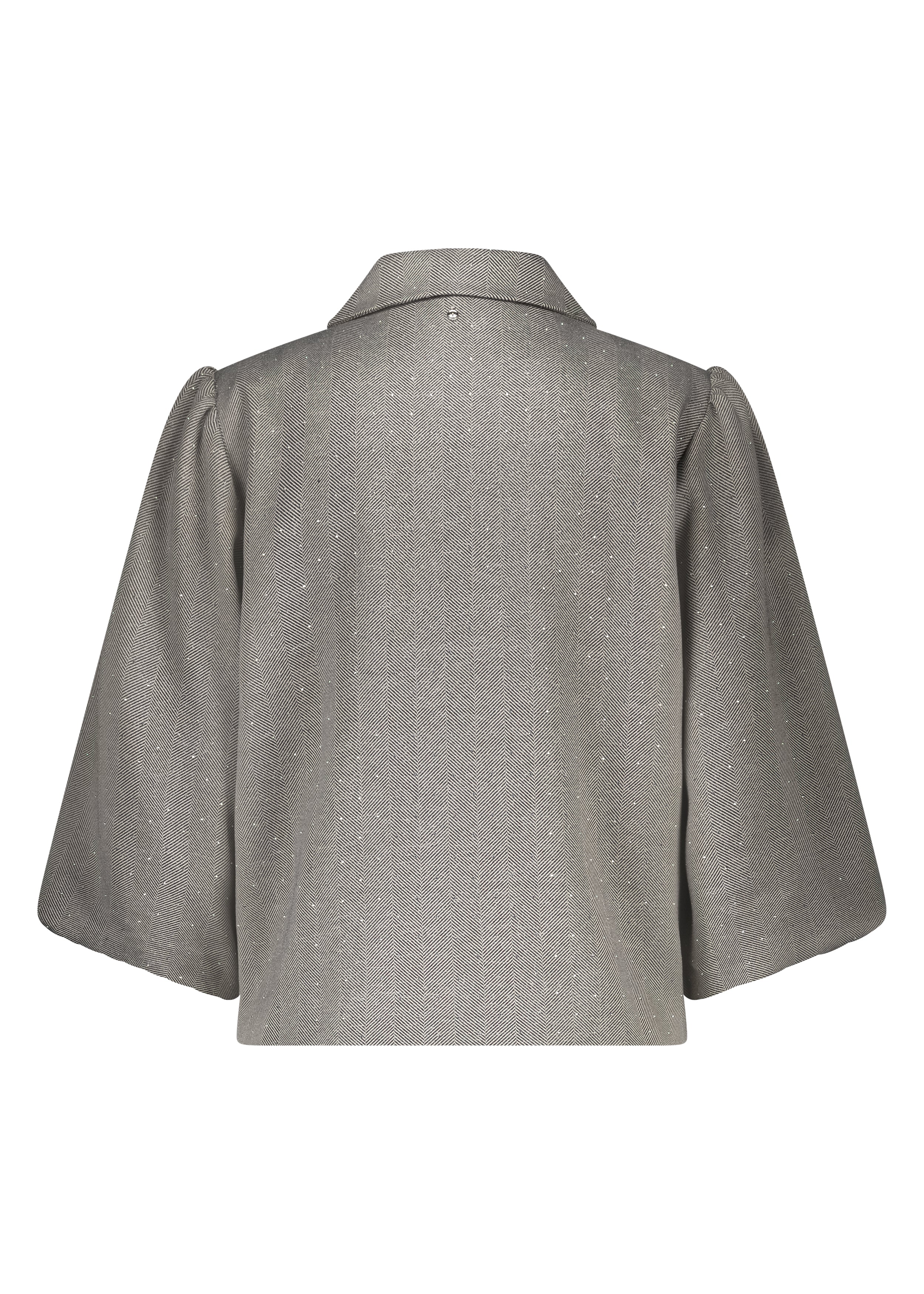 Tramontana Jas Met Ballonmouwen En Elegant Visgraatmotief Mid Grey Melange