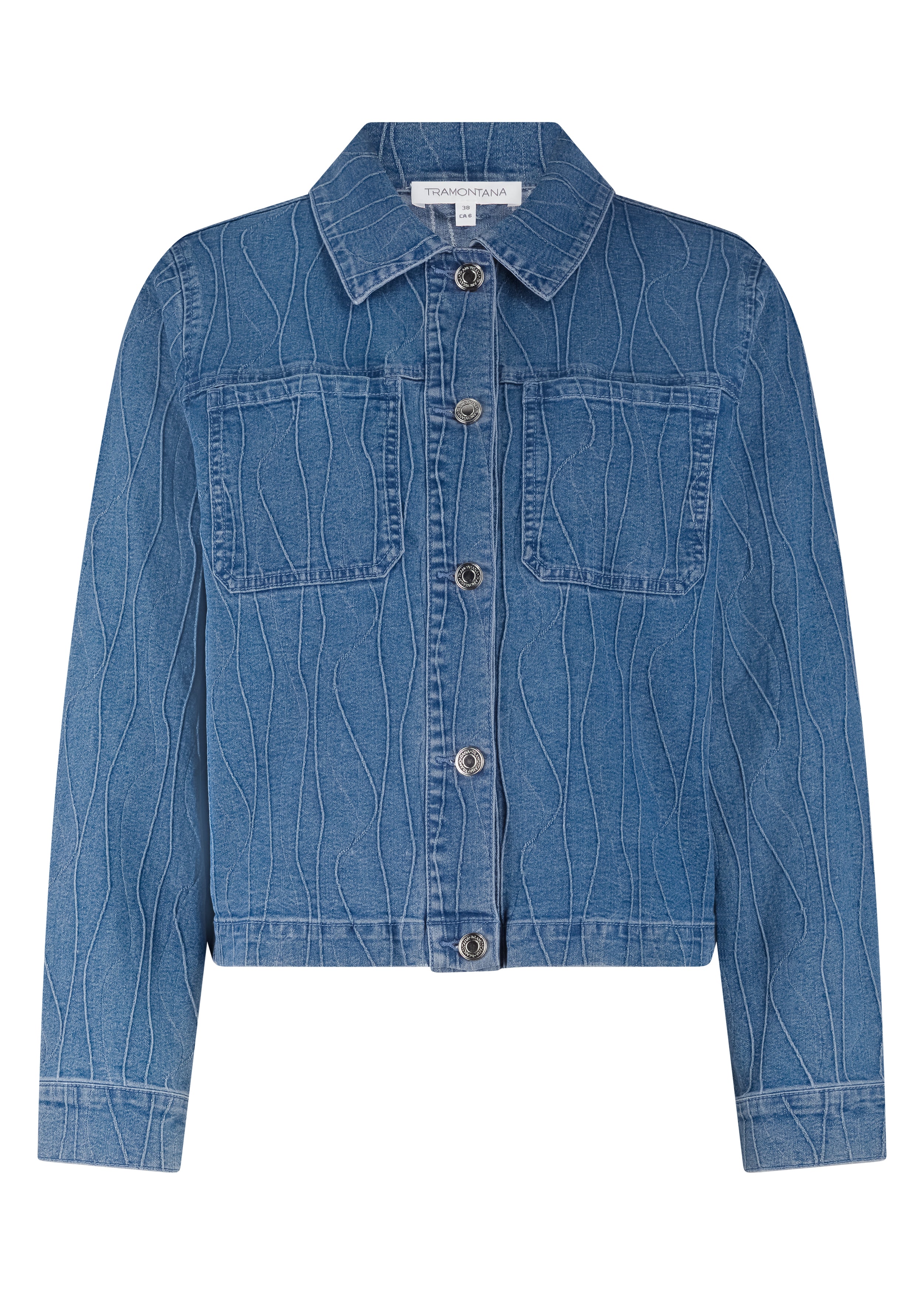 Tramontana Pintuck Pattern Denim Jacket Blue Denim