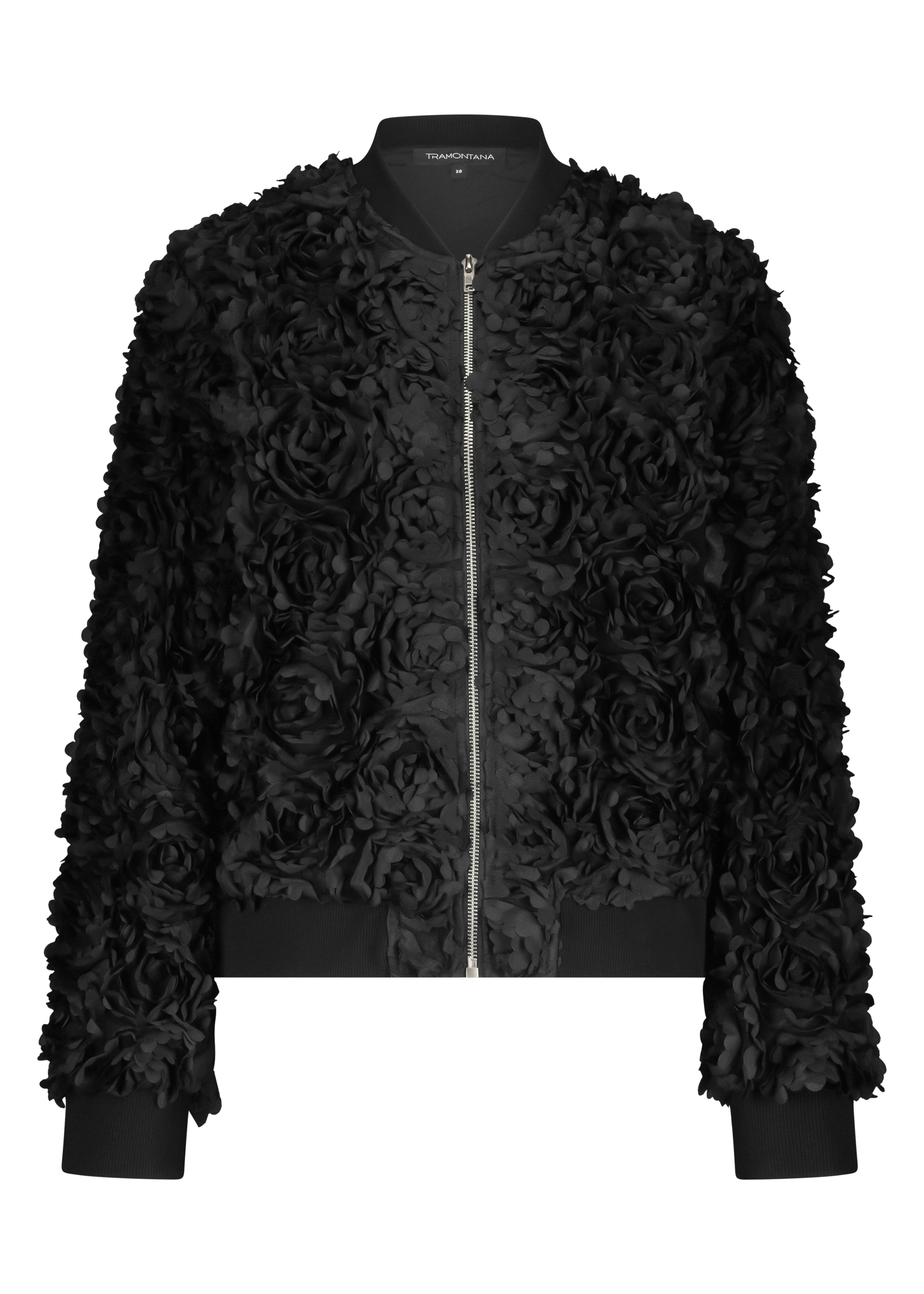 Tramontana Bomberjack Met 3D Bloemen Zwart