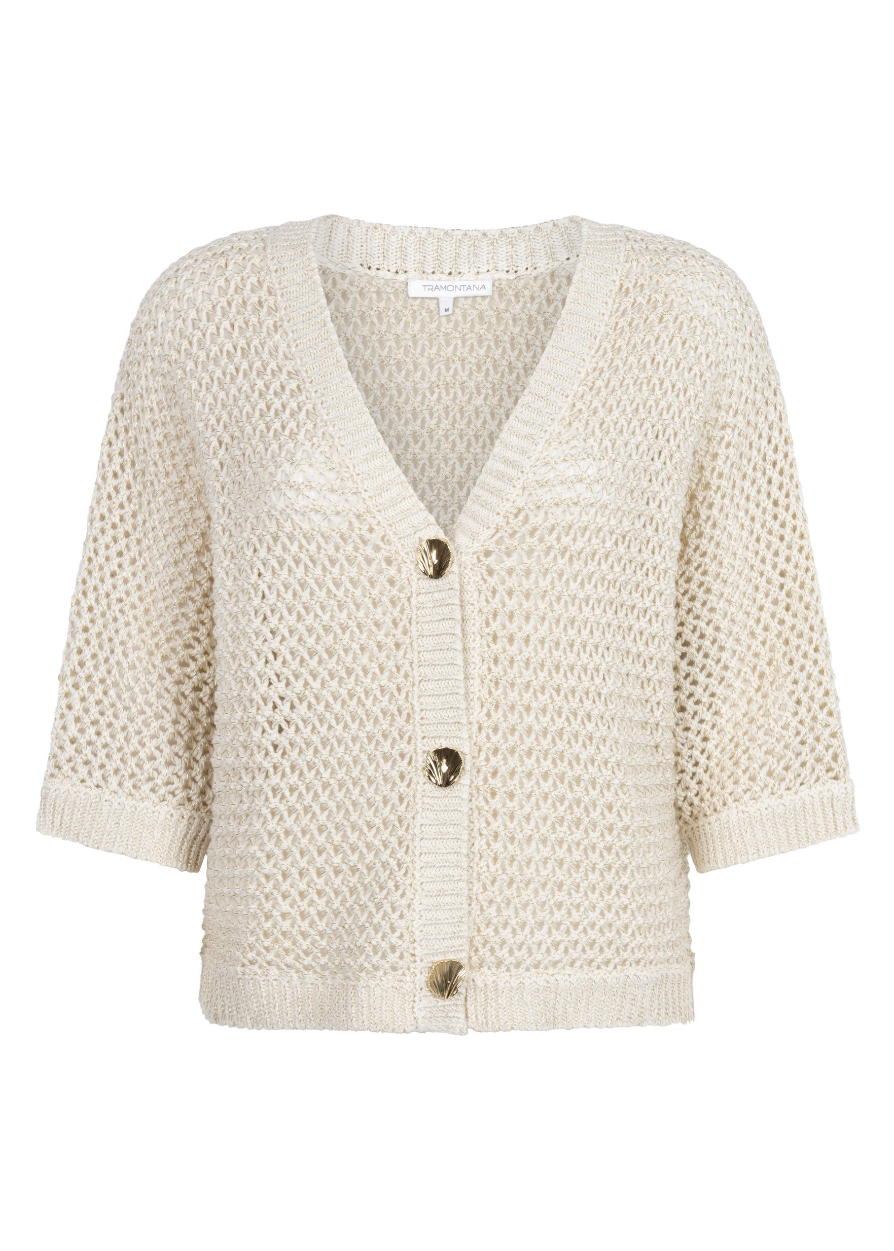 Tramontana Crochet V-Neck Cardigan Stone