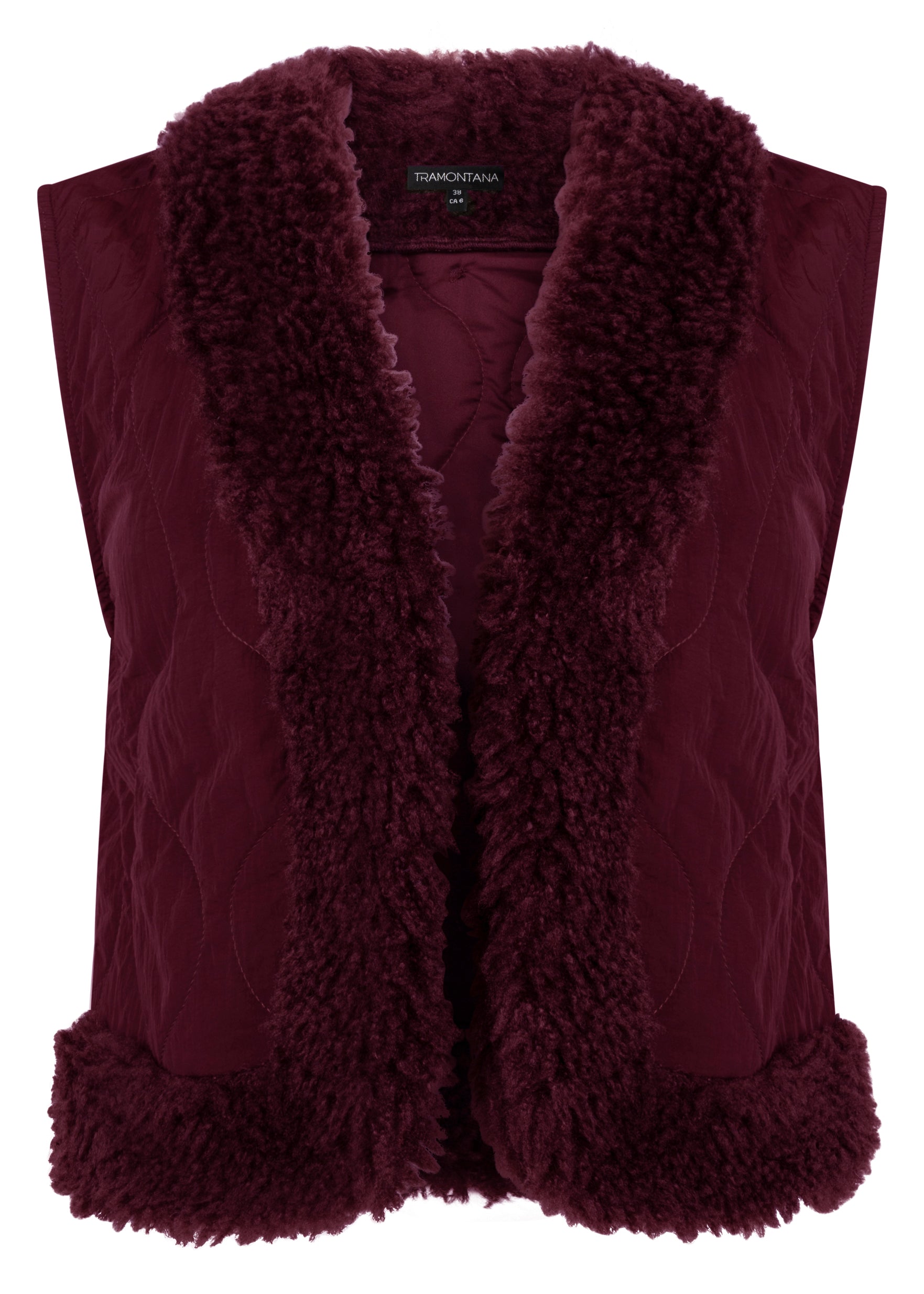Tramontana Faux Fur Detailed Vest Pomegranate