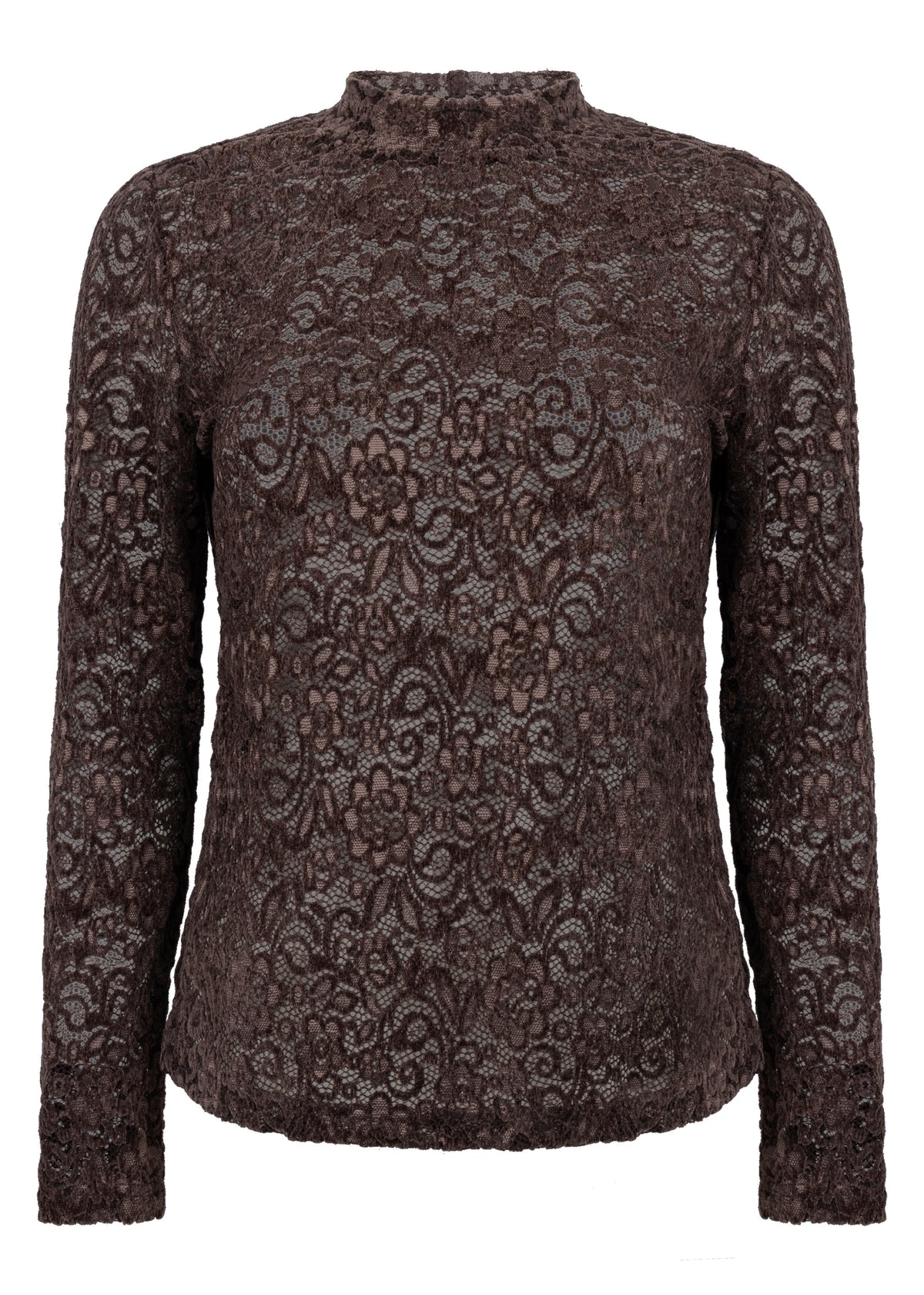 Tramontana Velvet Strech Lace Top Cafe Noir