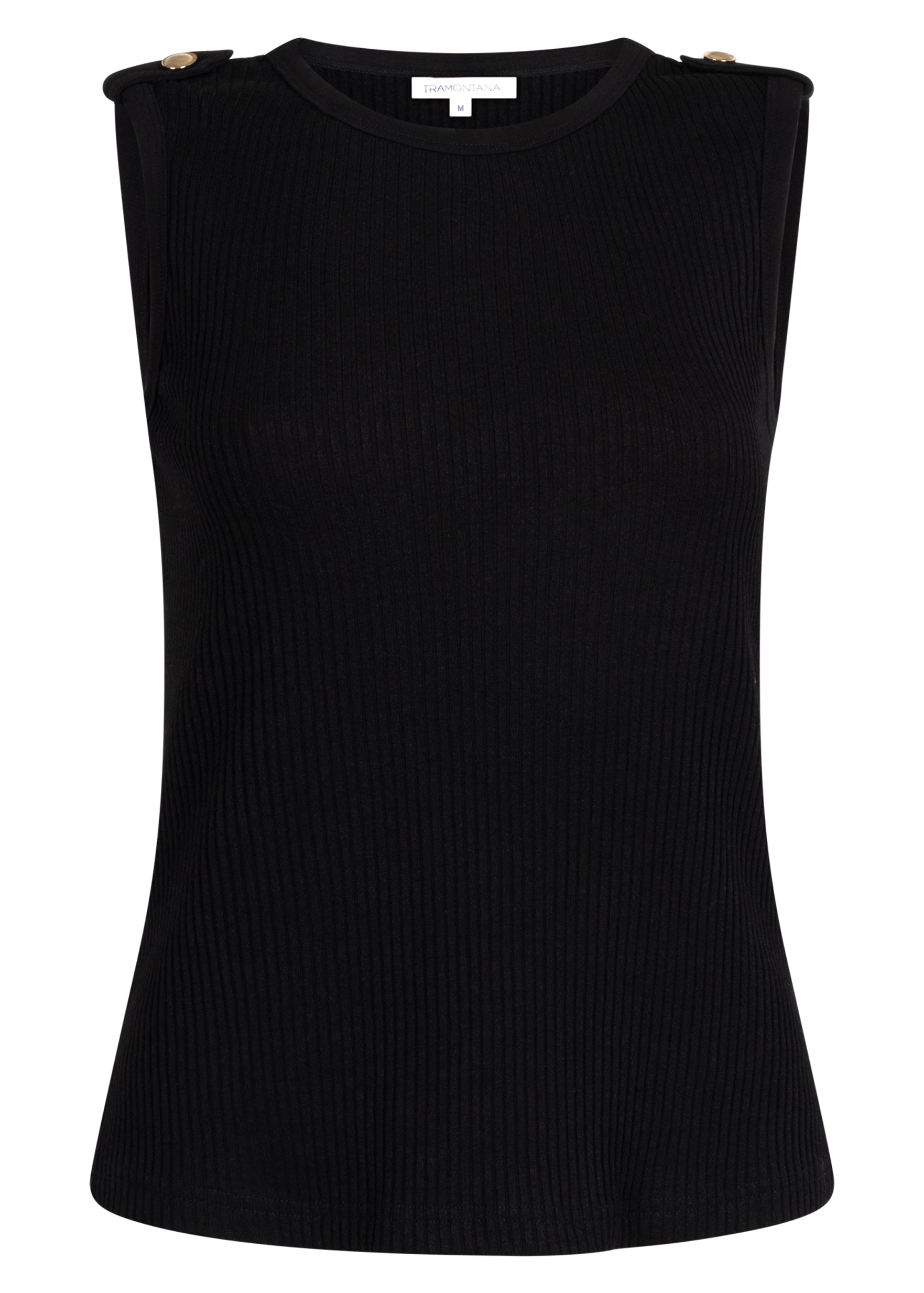 Tramontana Rib Singlet Epaulets Black
