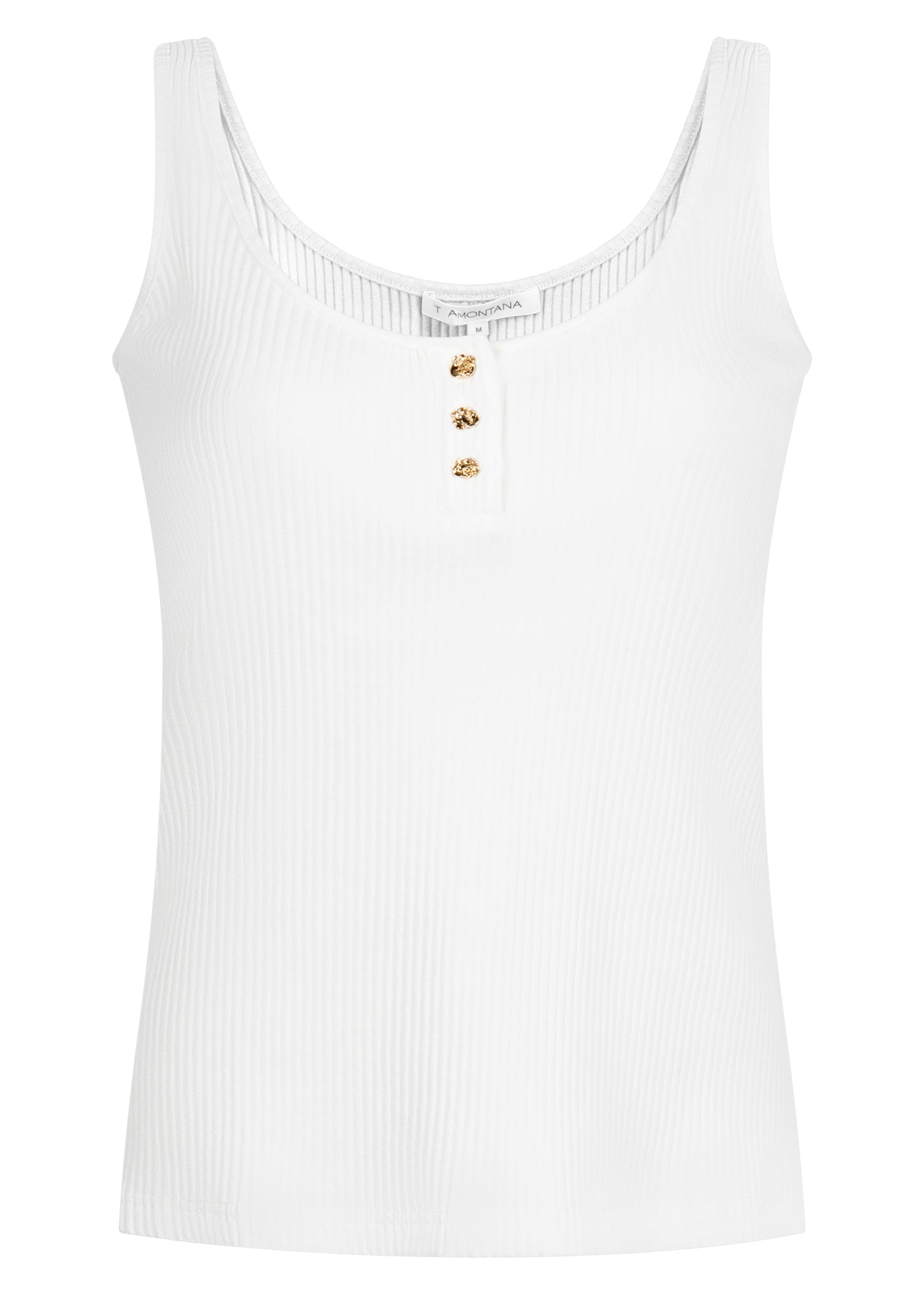 Tramontana Rib Singlet Button Detail Off White