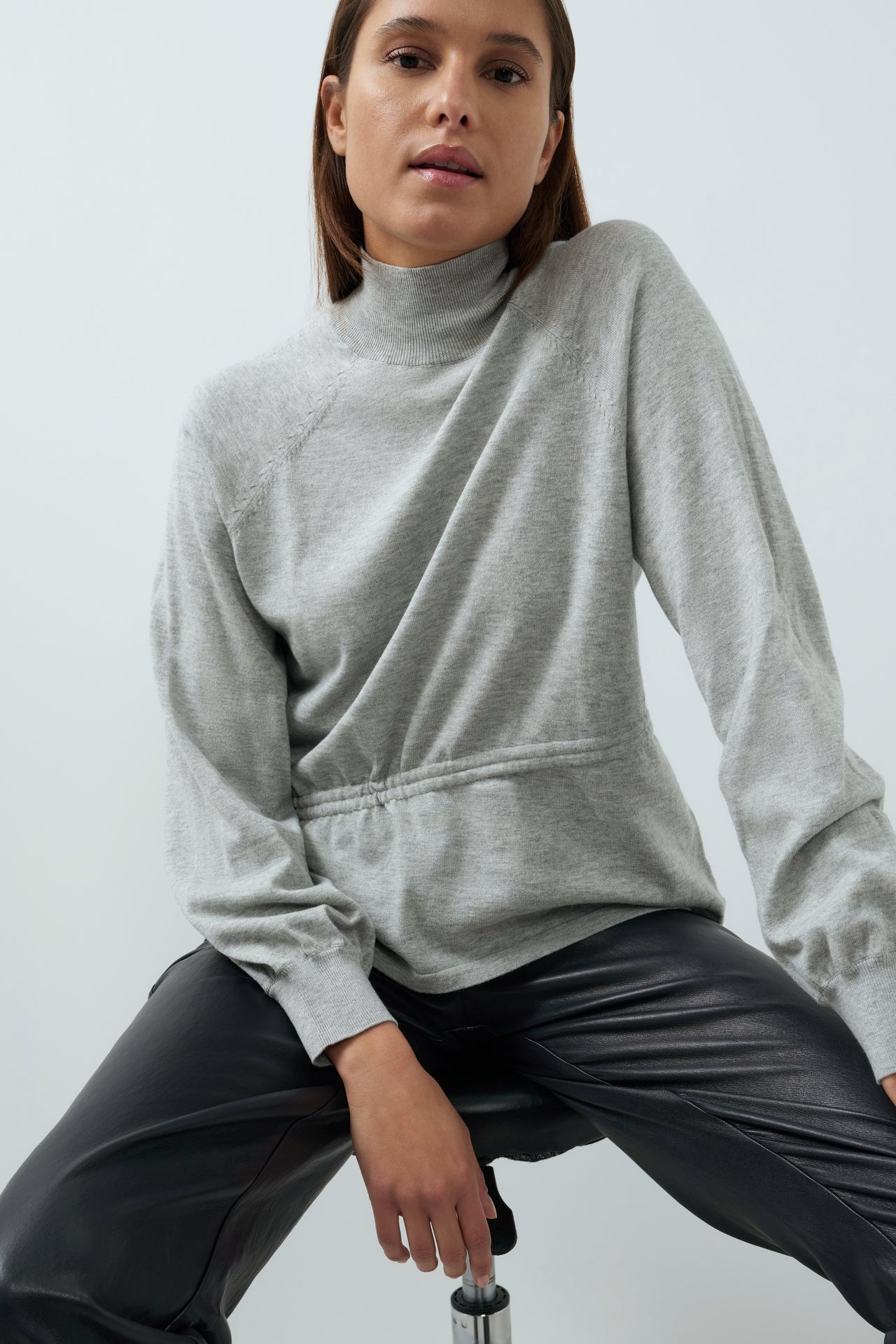 YAYA Kunstleren Broek Met Wortelmodel Hole Black