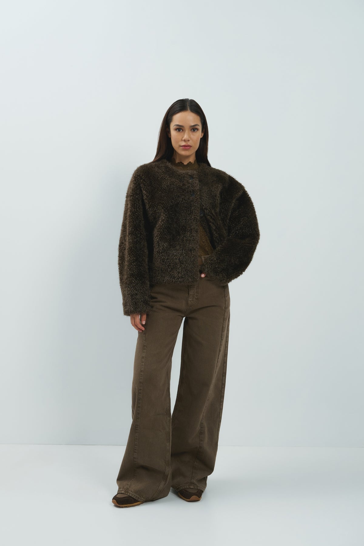 YAYA Jeans Wijde Pijp Brown