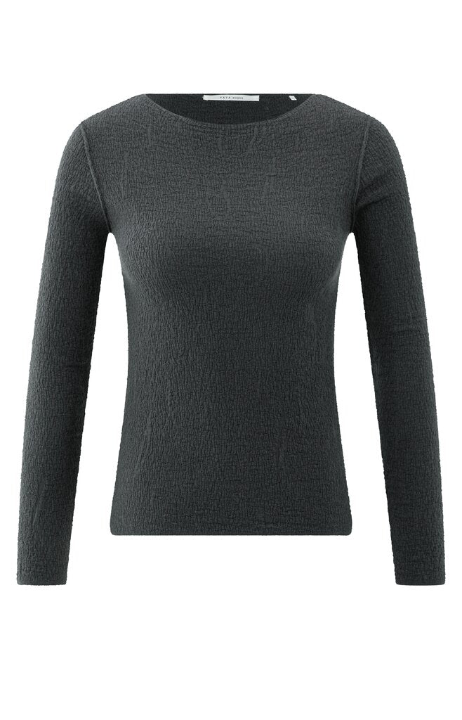 Fijngebreide Top Structuur YAYA Oyster Black