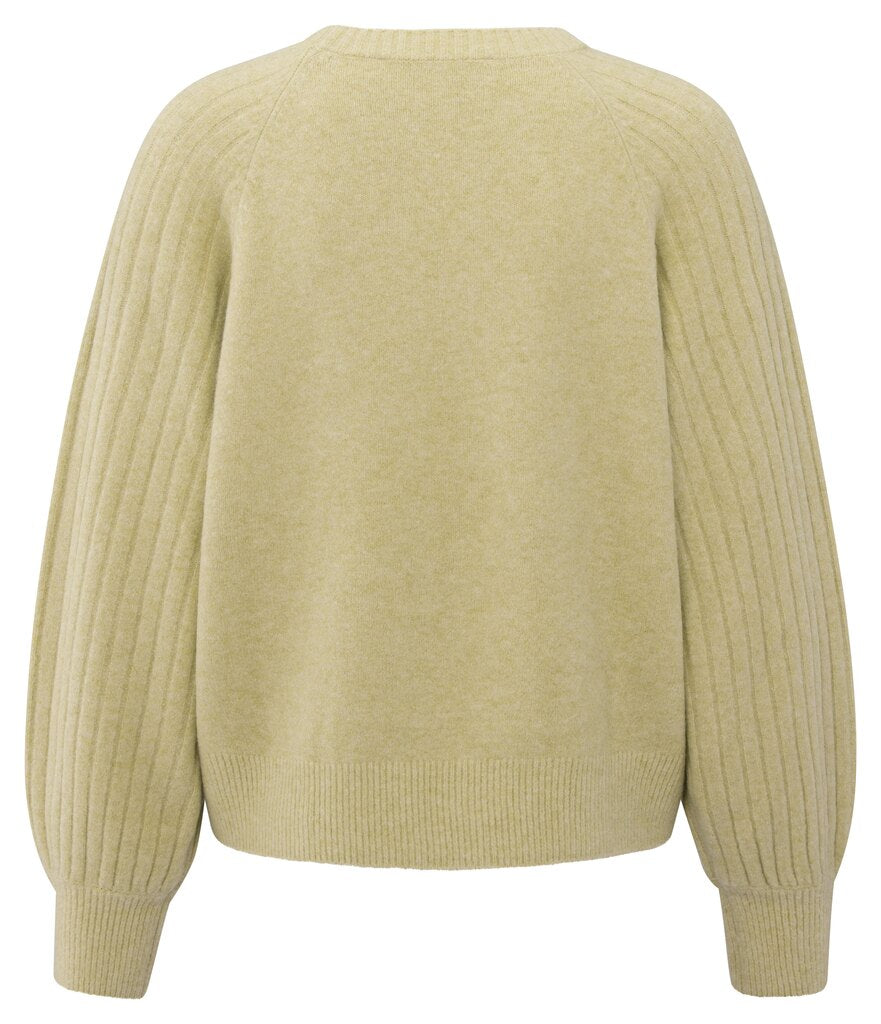 Rib Mixed Sweater YAYA Pale Olive Melange