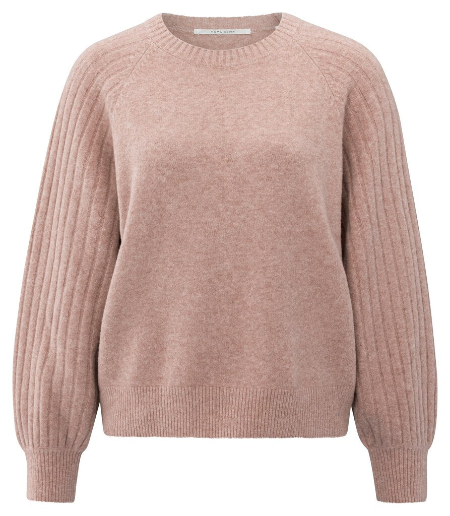 Rib Mixed Sweater YAYA Blush Pink Melange