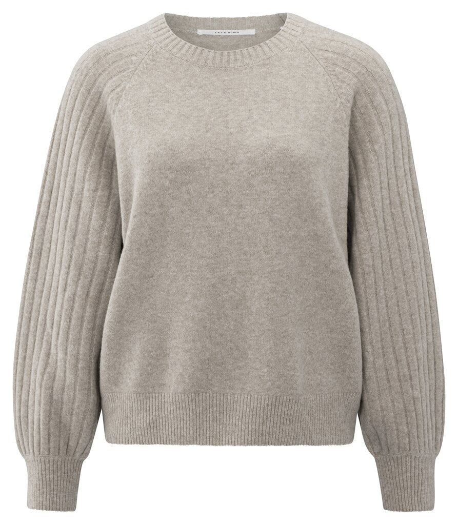 Rib Mixed Sweater YAYA Brownish Grey Melange