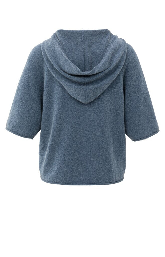 Gebreide Hoody Korte Mouwen YAYA China Blue