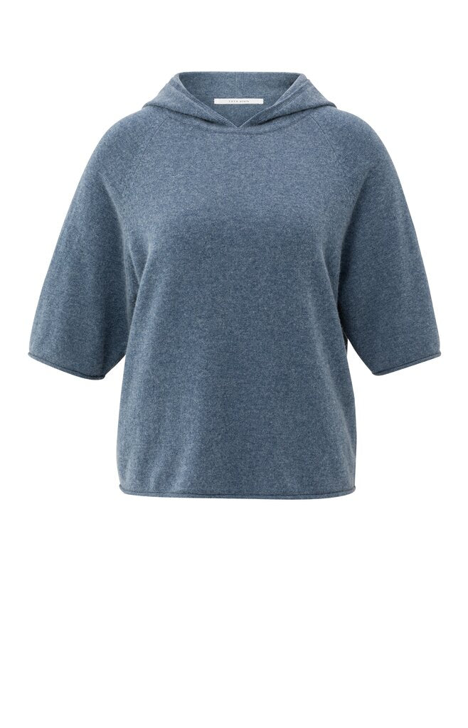 Gebreide Hoody Korte Mouwen YAYA China Blue