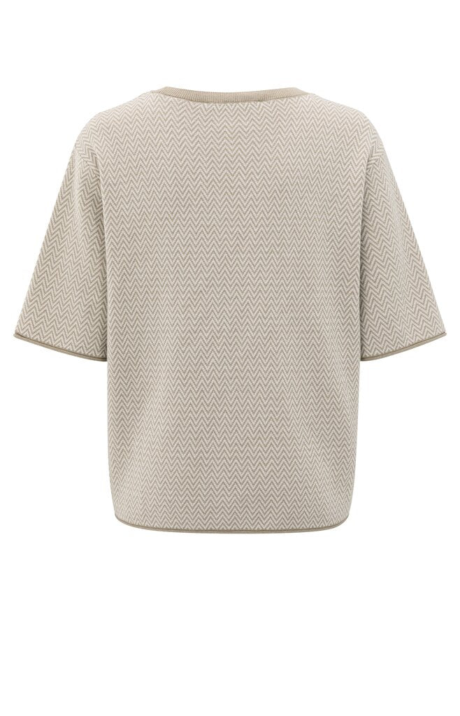 Jacquard T-shirt Zigzag Patroon YAYA Sand Beige Dessin