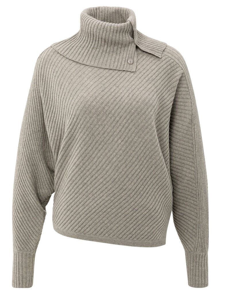 Batwing Sweater Collar YAYA Brownish Grey Melange