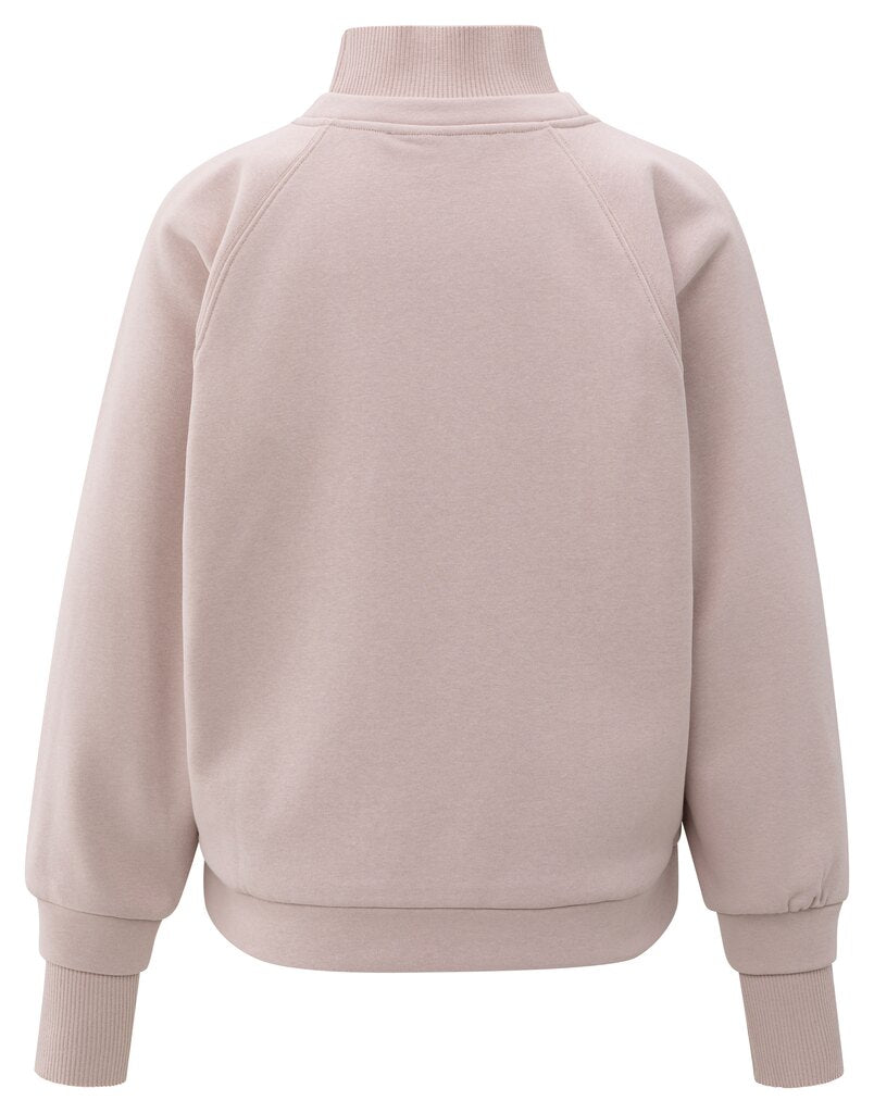 YAYA Sweater Hoge Ribkraag Shadow Grey Pink