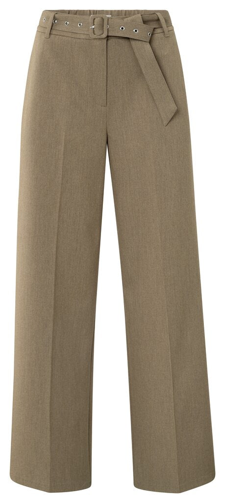 Woven Wide Leg Trousers Belt YAYA Sand