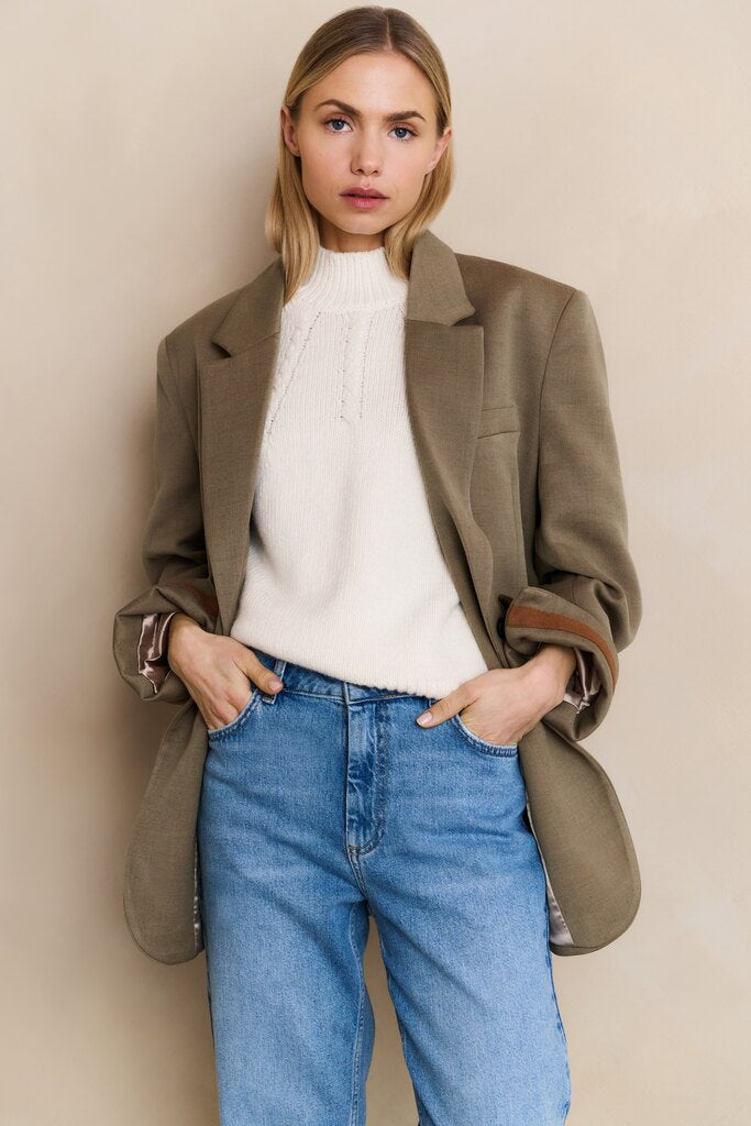 Cable Sweater Short Sleeve YAYA Off White Knit
