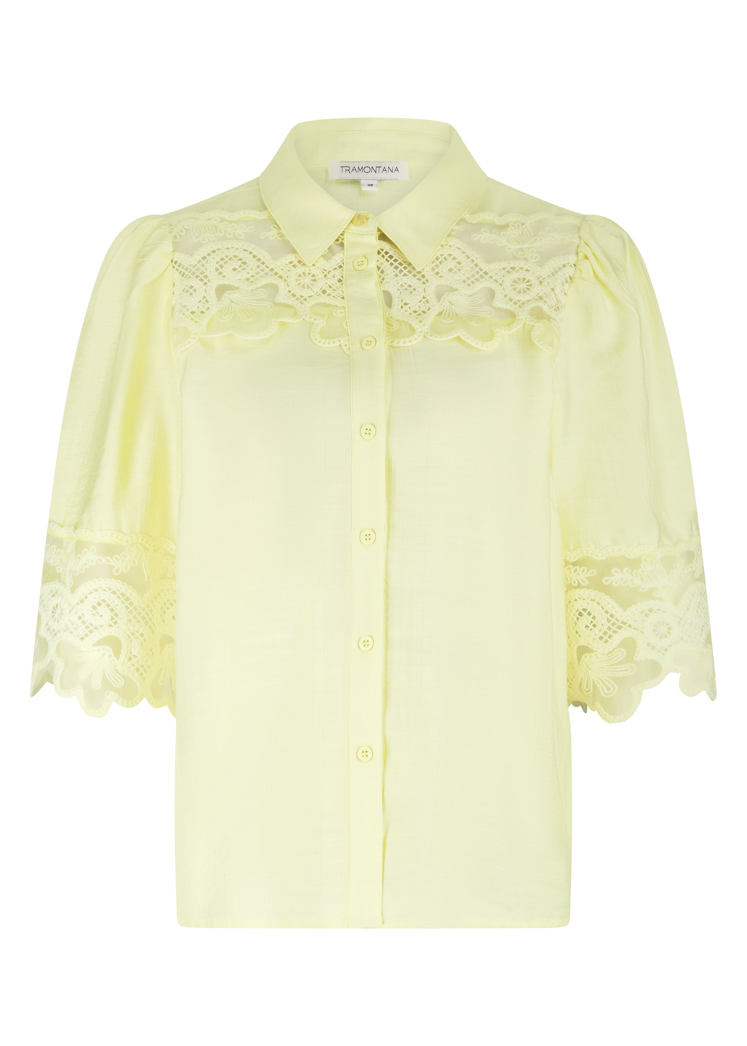 Tramontana Blouse Details Lace Celery