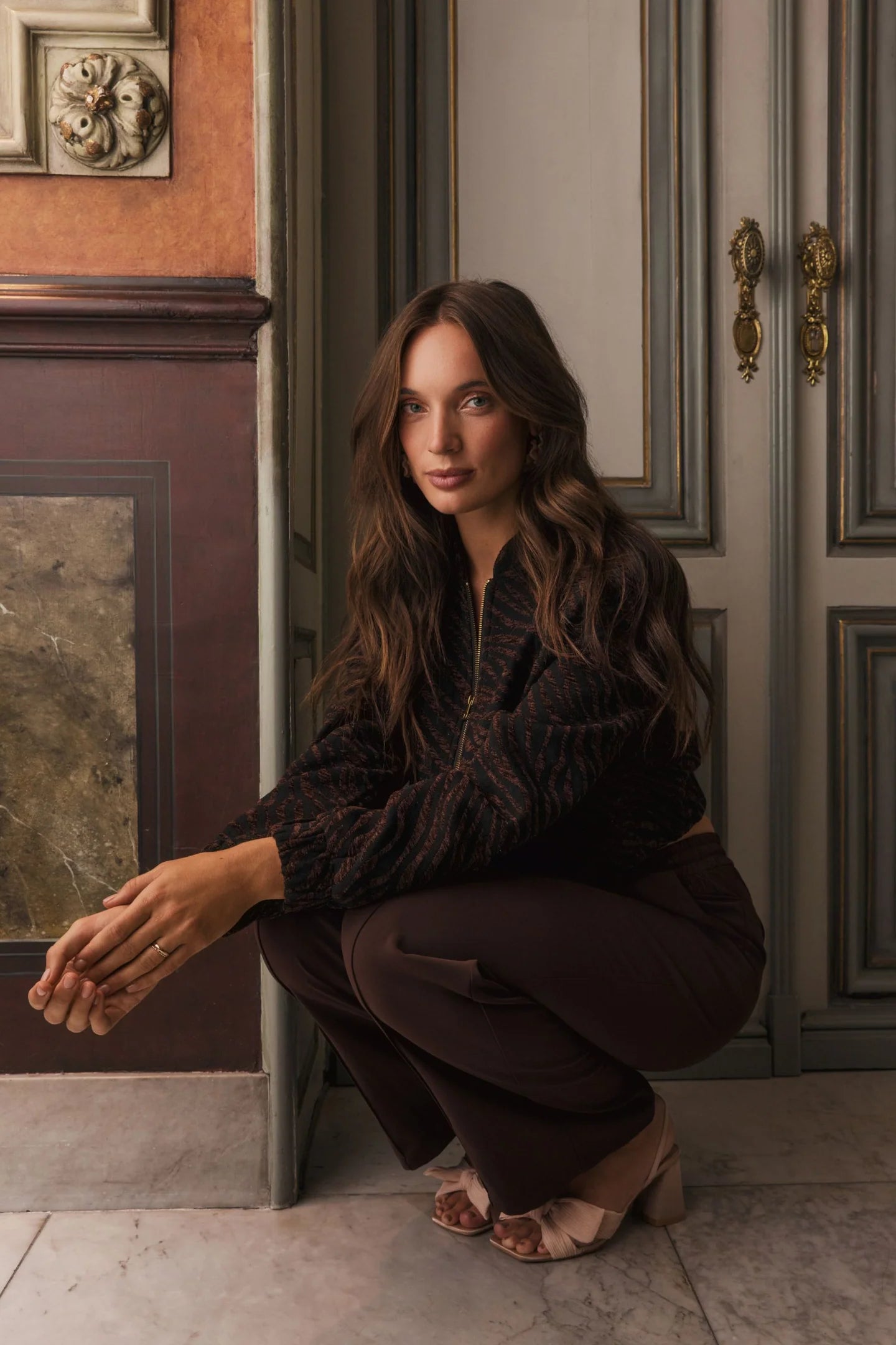 Lofty Manner Cropped Jas Loisa Dierenprint Bruin