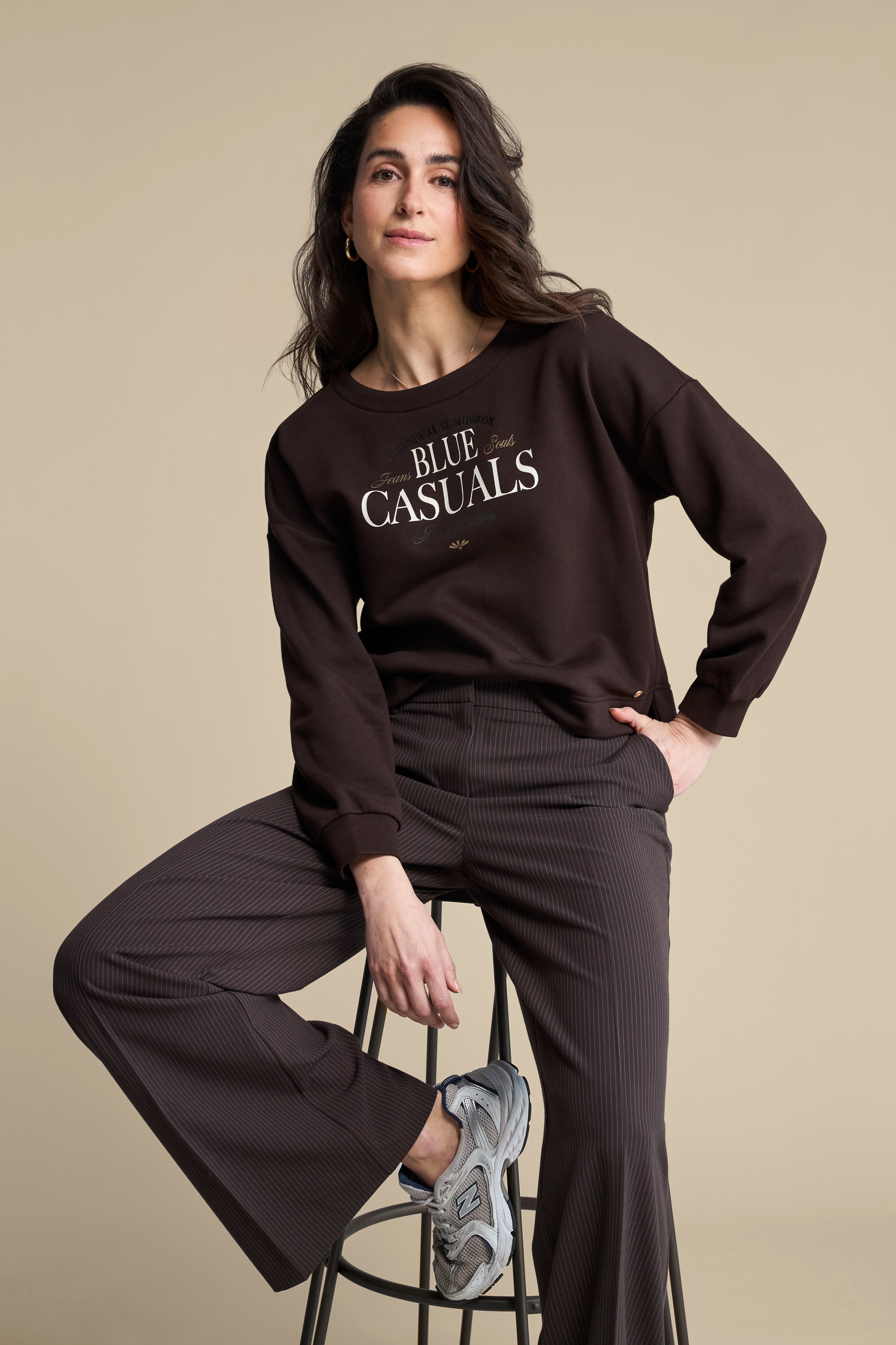 Red Button Terry Sweater Chestprint Espresso
