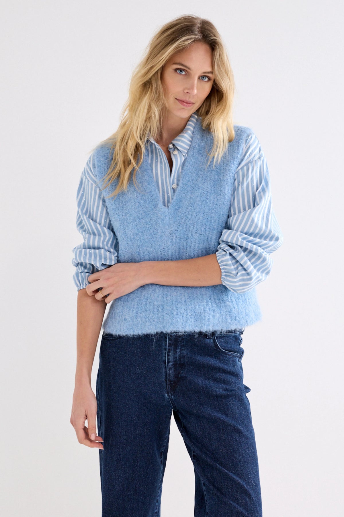 Tramontana Boucle Sleeveless Jumper Blue Melange