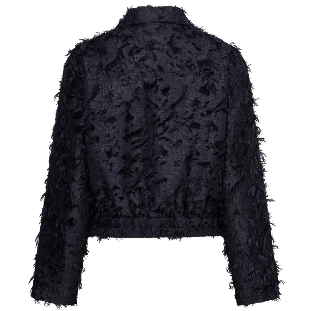 Red Button Bomber Jacket Fringe Navy