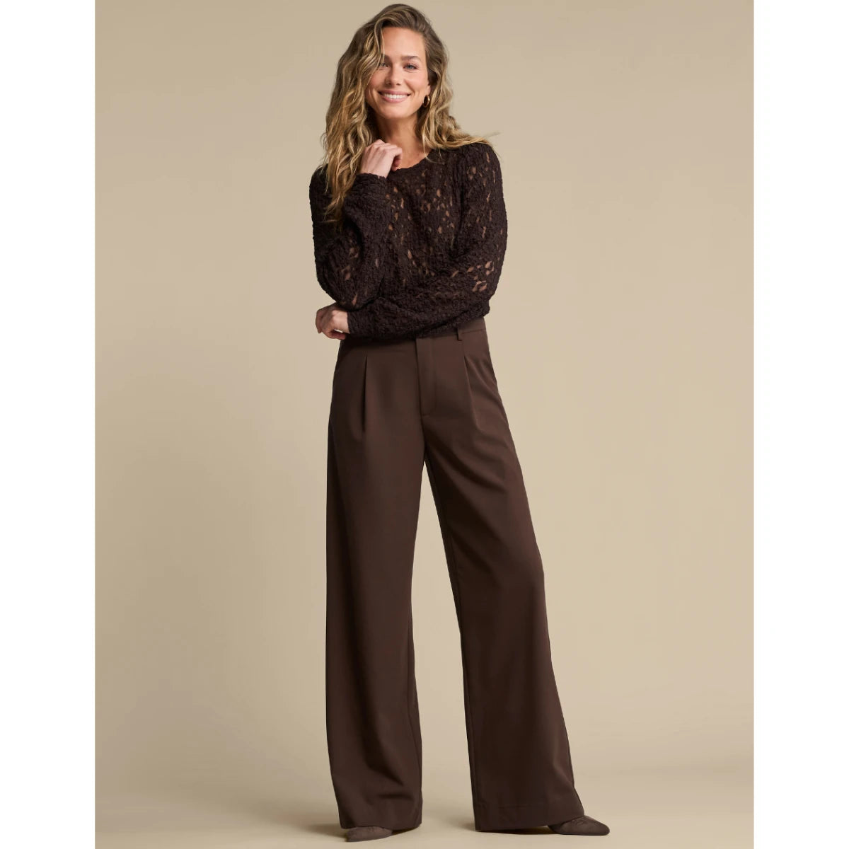 Red Button Top Lace Espresso
