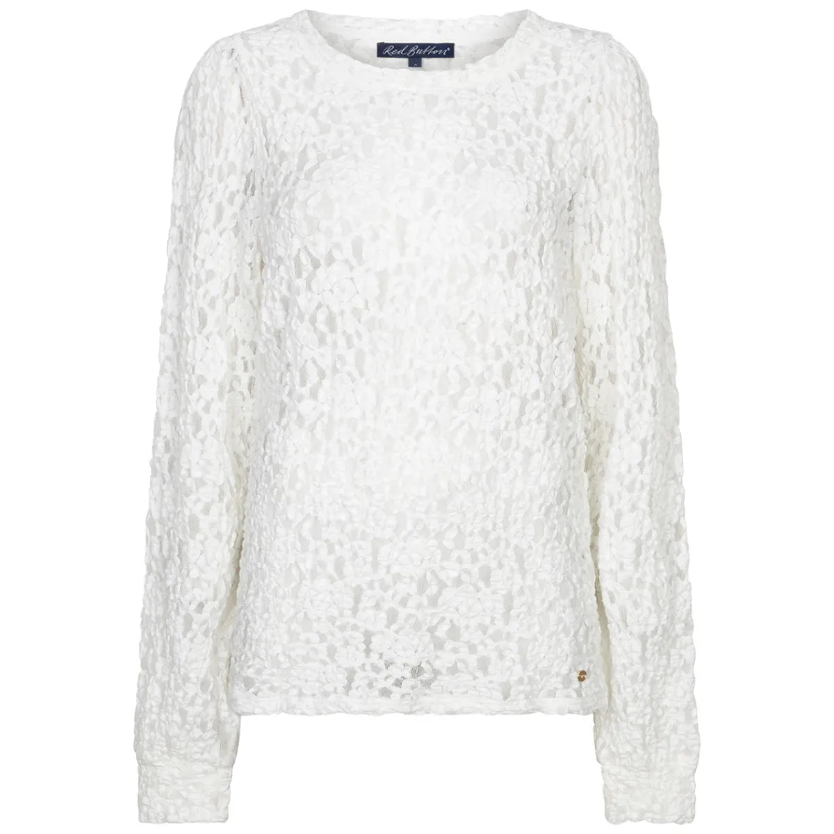 Red Button Top Lace Off White