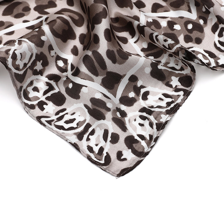Vierkant Sjaaltje Leopard Brown Grey