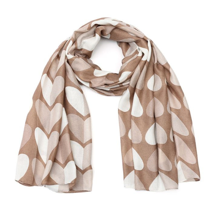 Sjaal Light Brown Hartjes