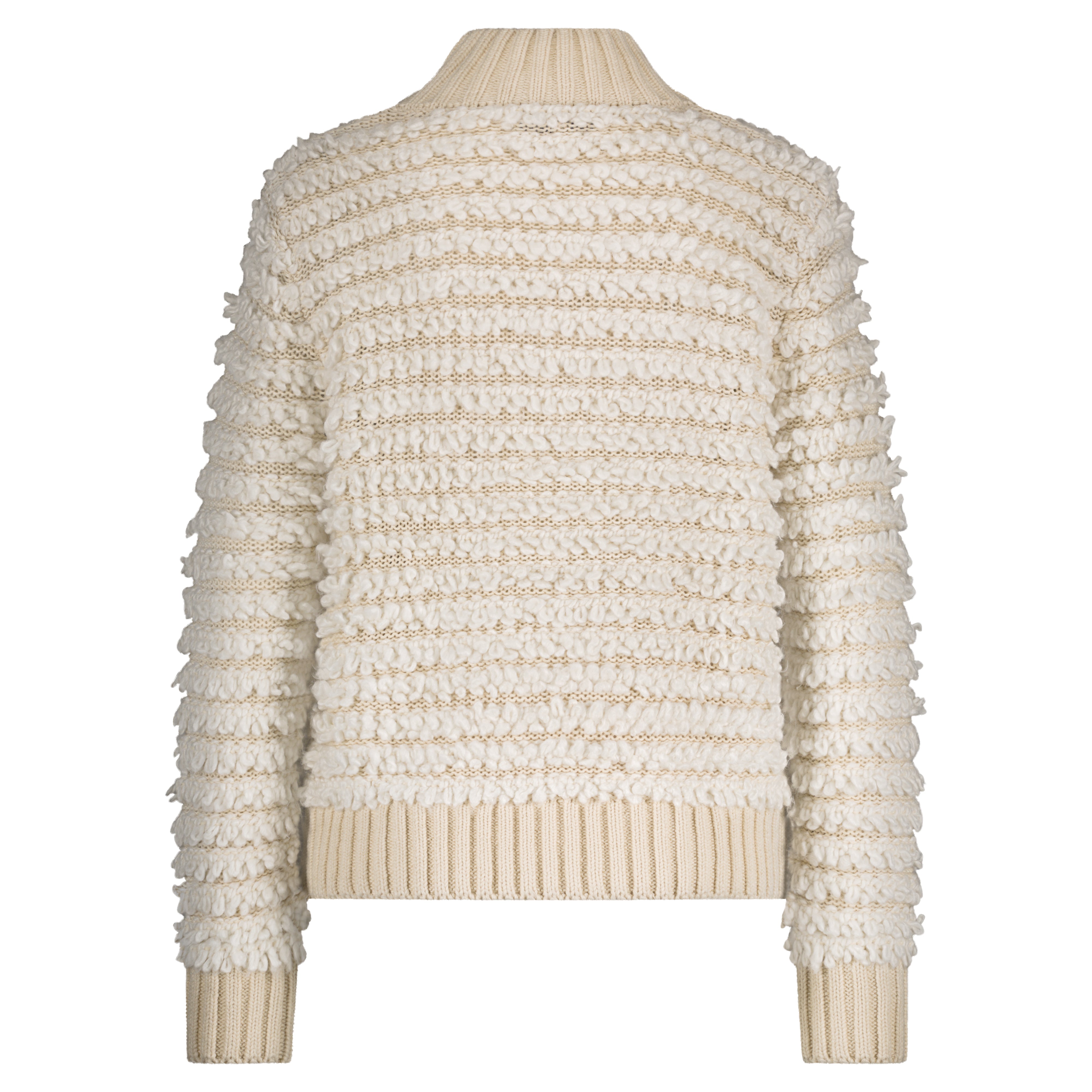 Sweater with Loops Red Button Ecru