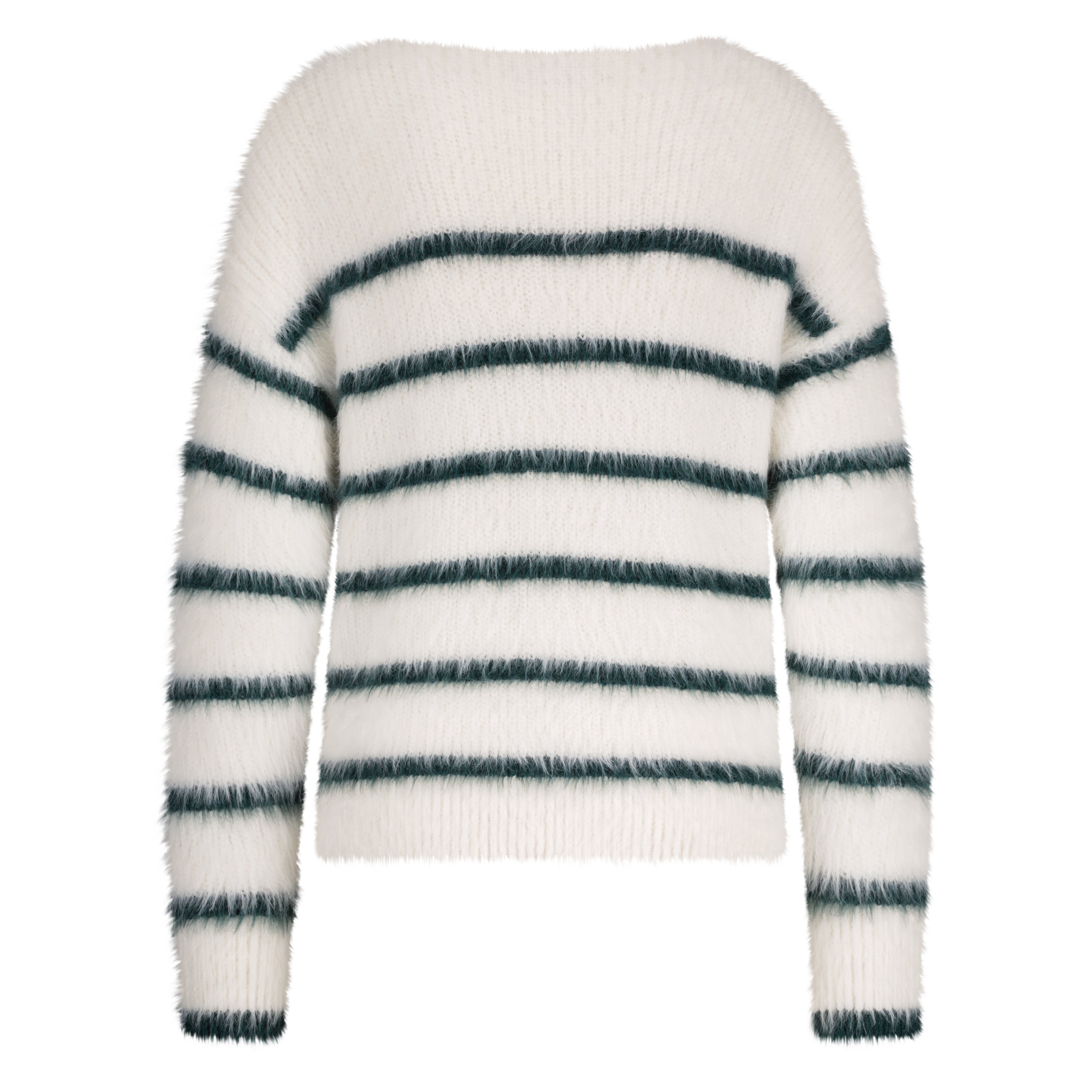 Sweater FUZZY Red Button Ecru/Indigo