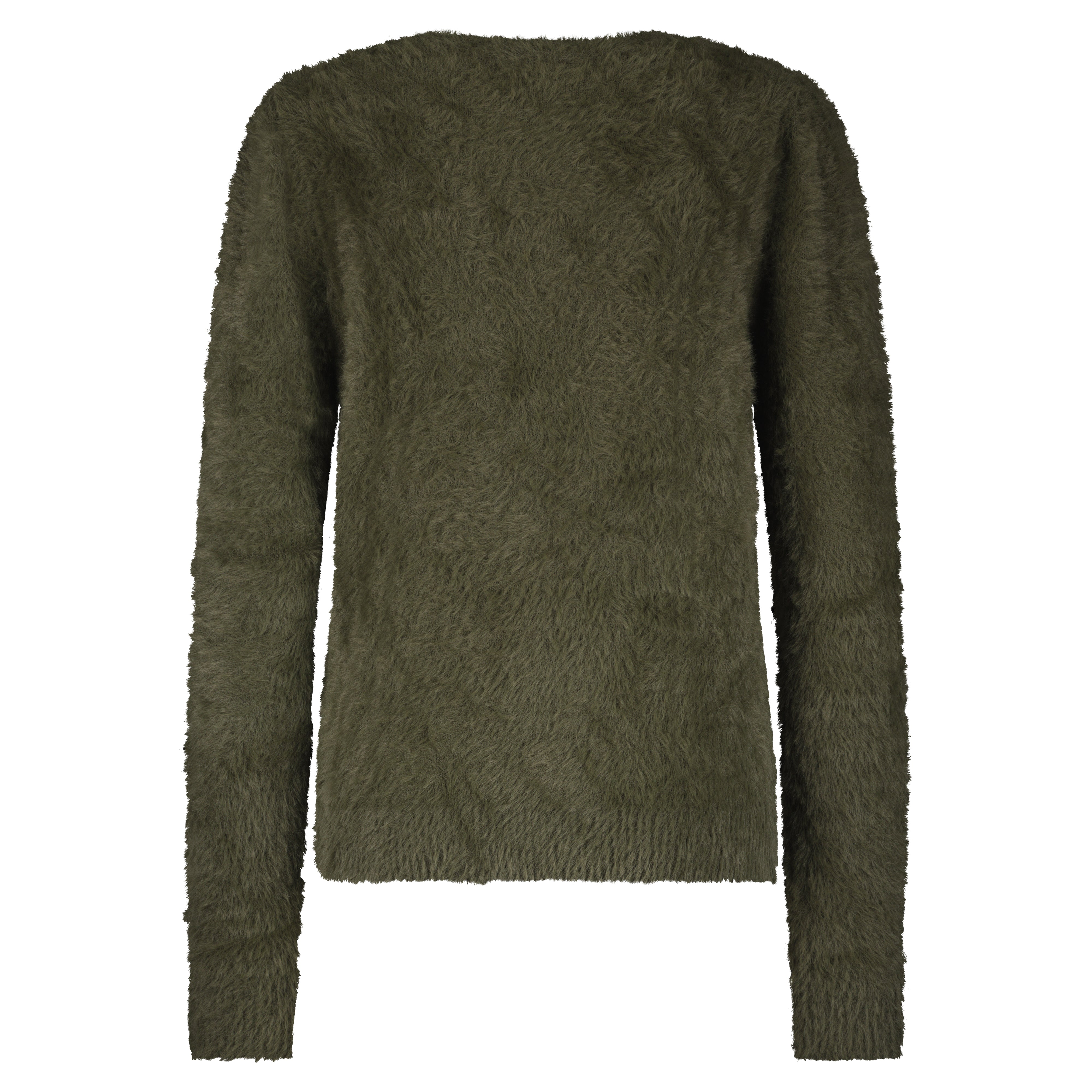 Sweater FUZZY PUFF Red Button Olive