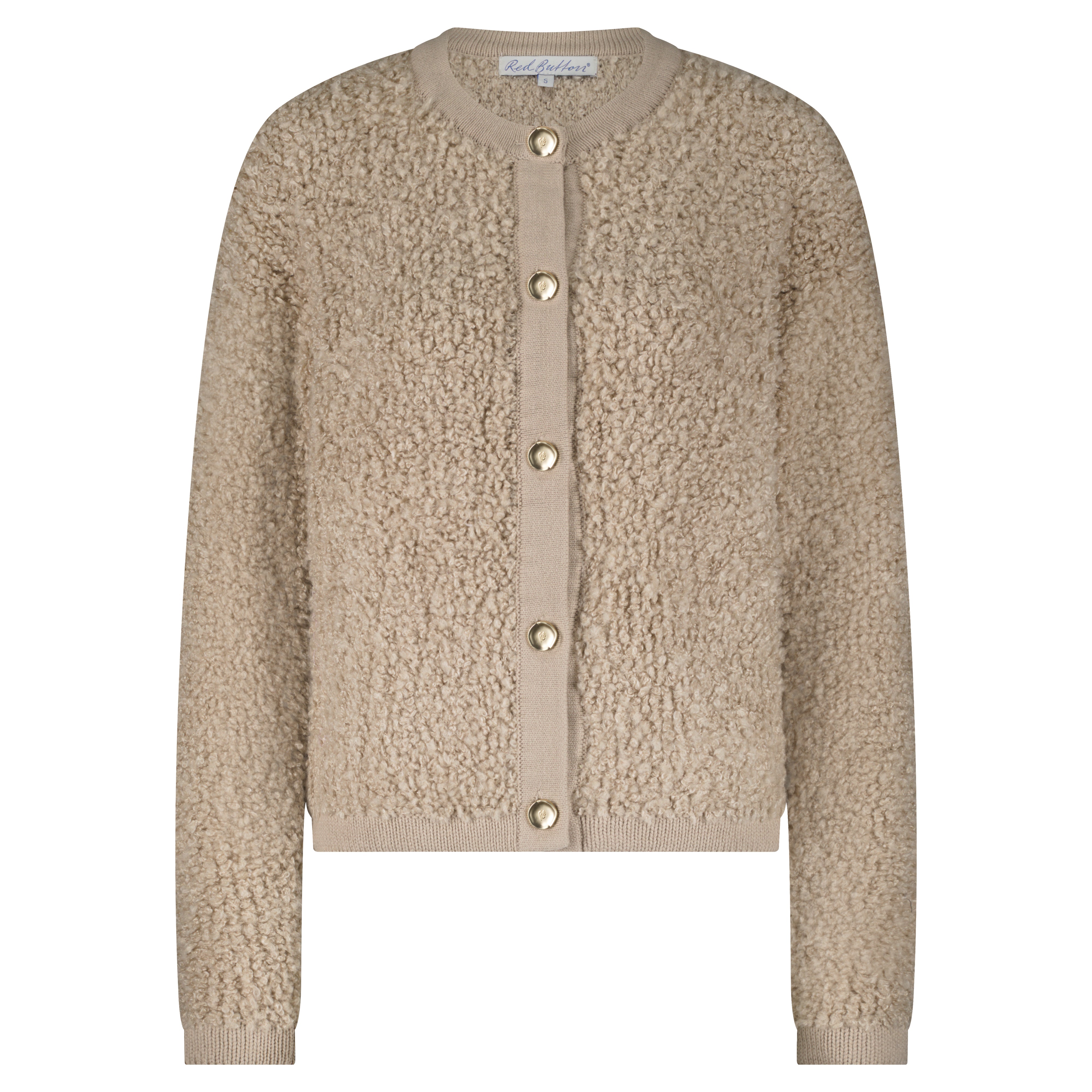 JACKET KNIT BOUCLE Red Button Latte