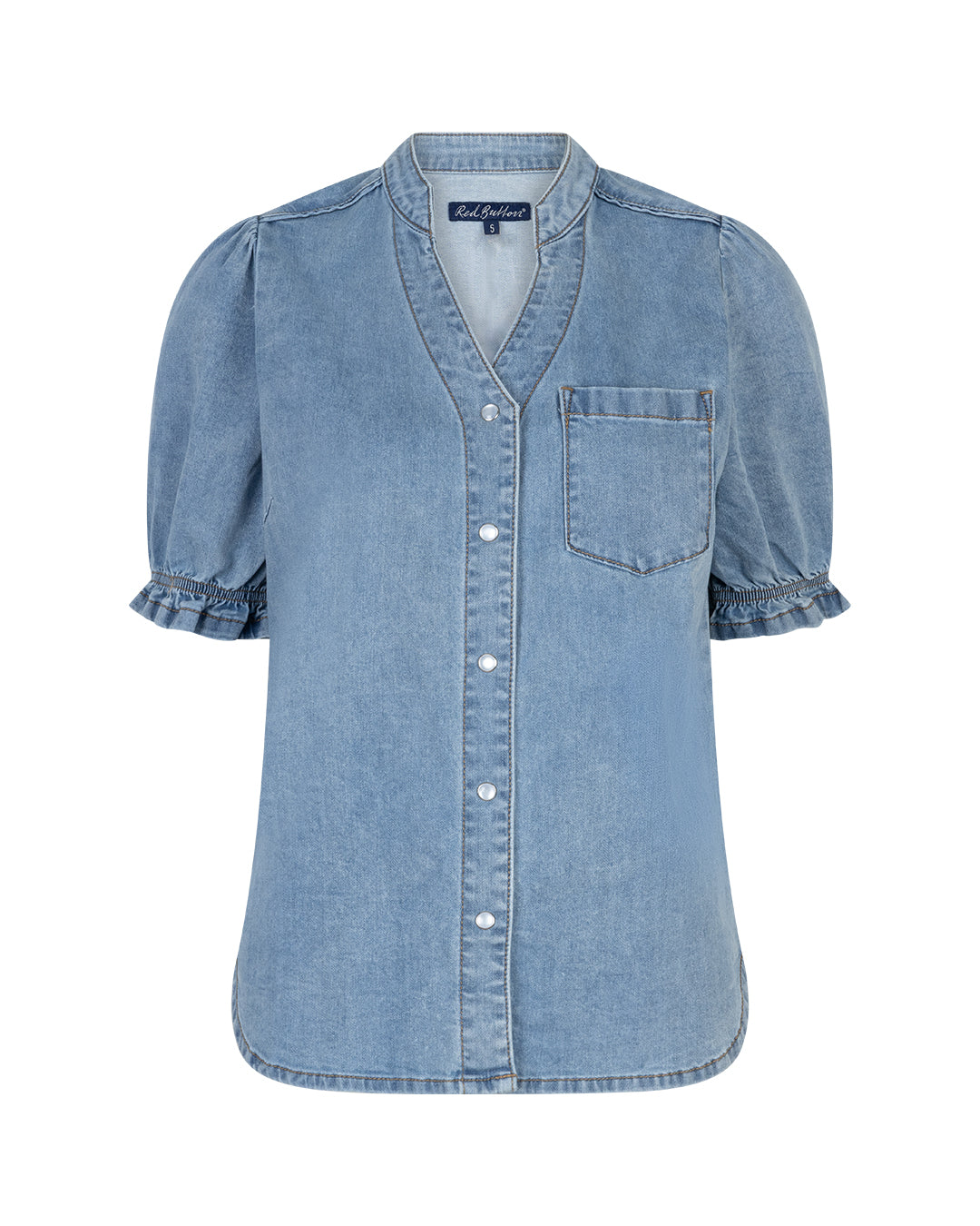 Red Button Victoria Blouse Denim Light Blue