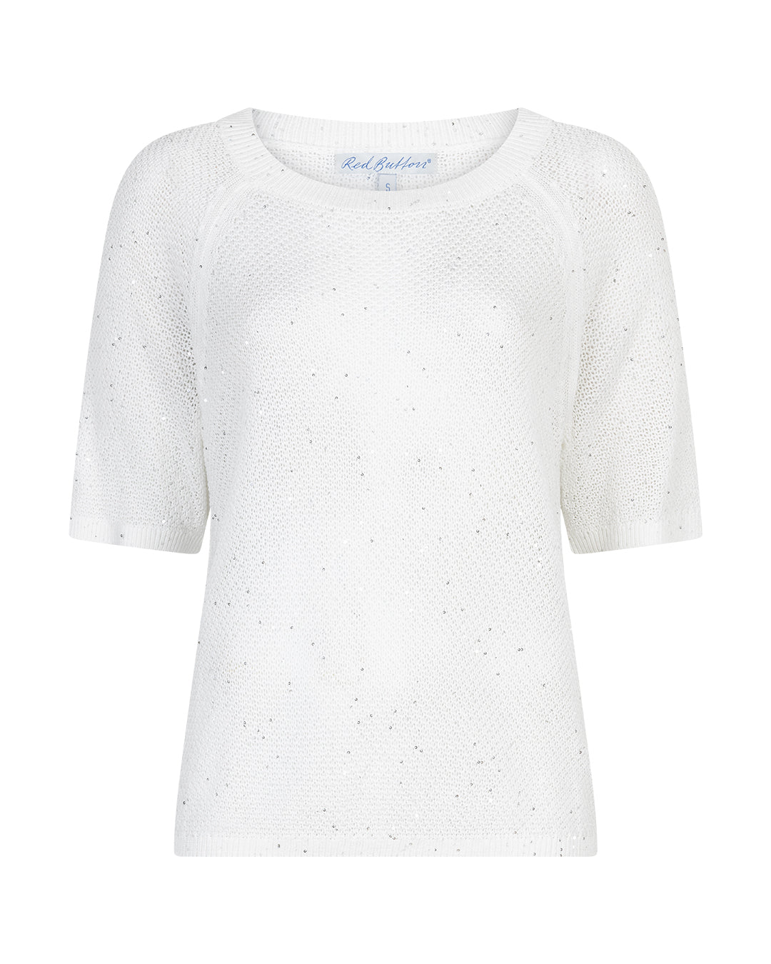 Red Button  Sequins Off White