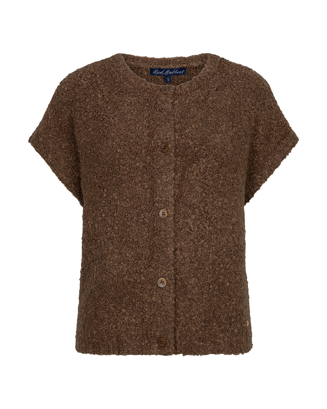 Red Button Sleeveless Knit Boucle Mud