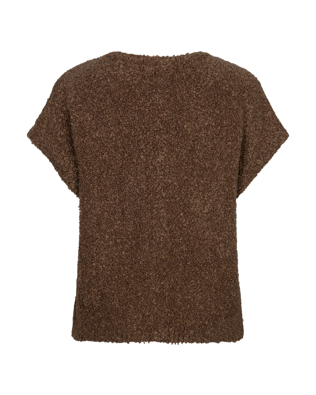 Red Button Sleeveless Knit Boucle Mud