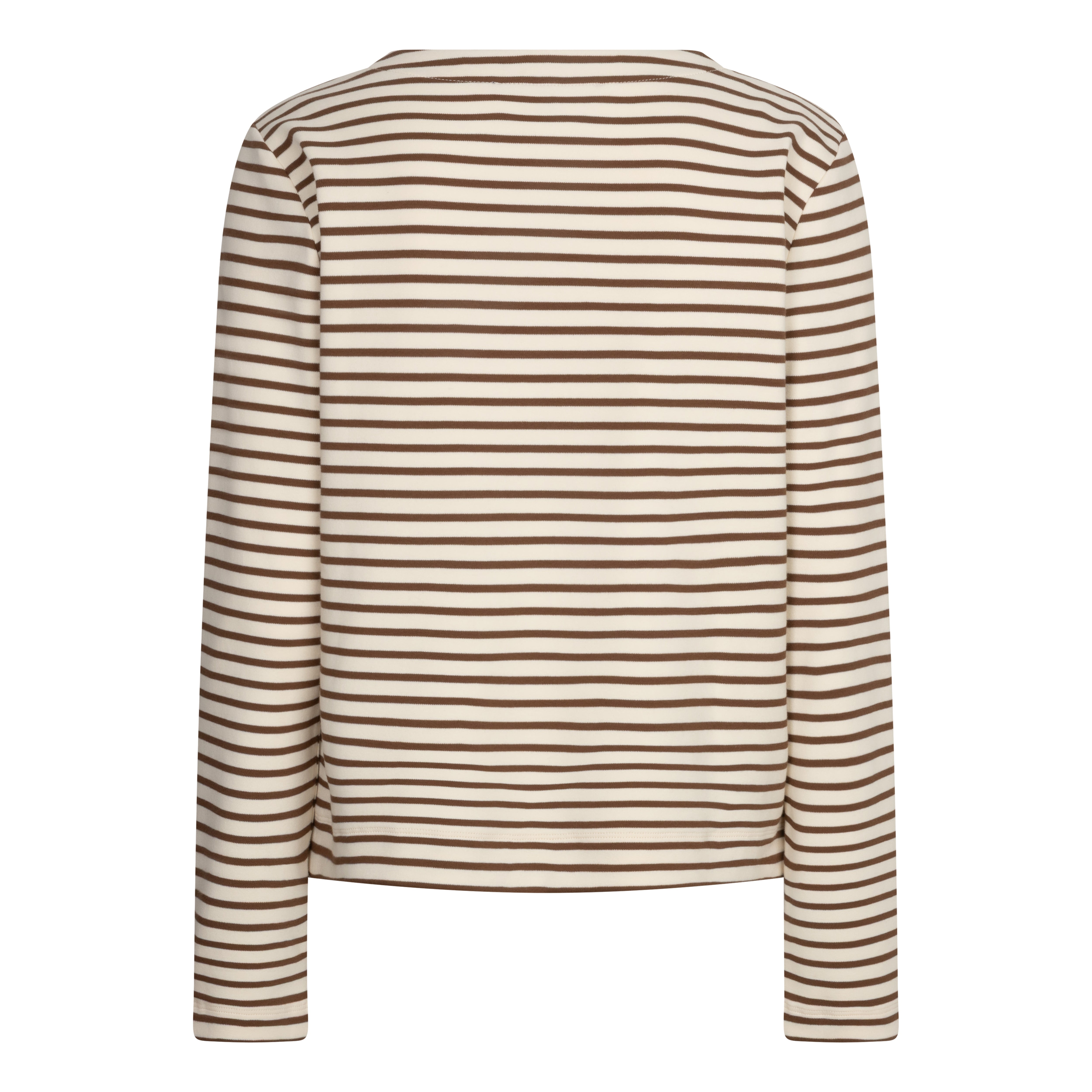 Red Button Terry Stripe Sweater Chestprint Espresso