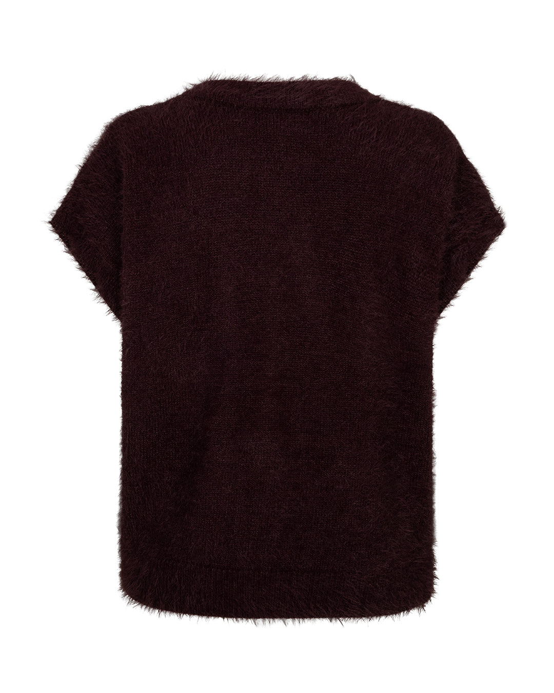 Red Button Sleeveless Sweater Fuzzy Burgundy