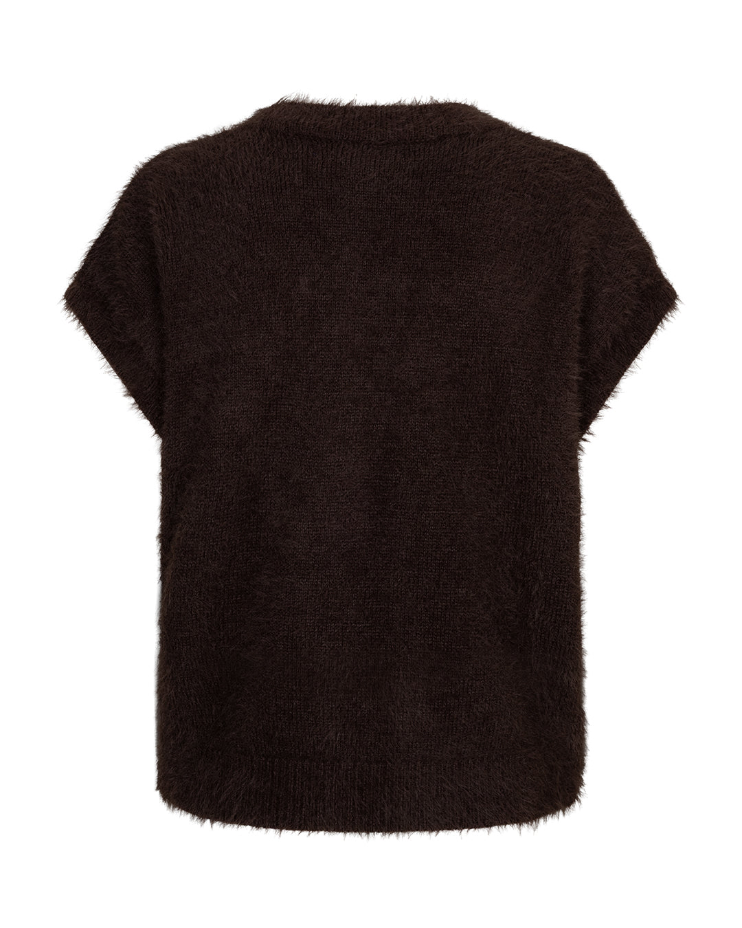 Red Button Sleeveless Fuzzy Espresso