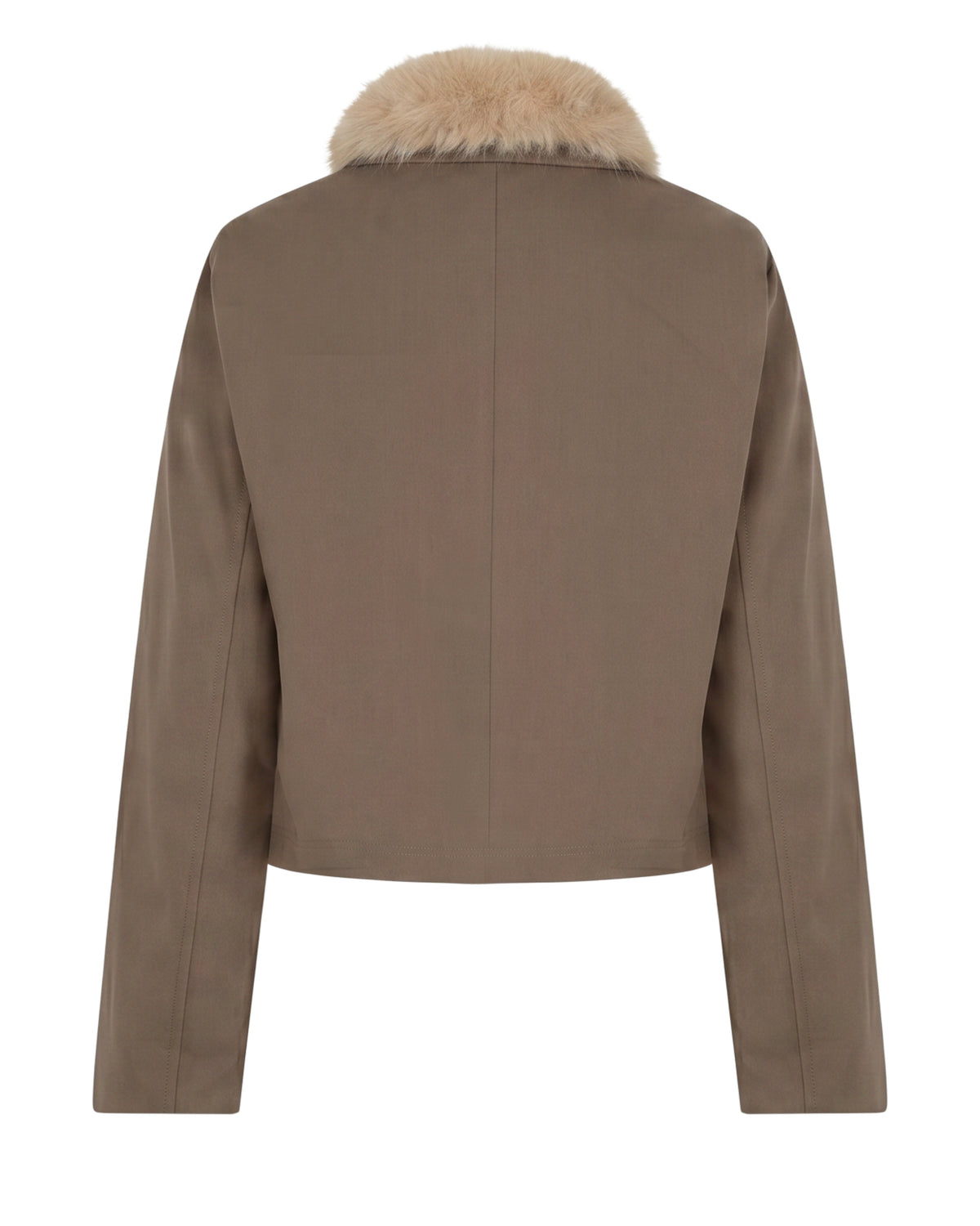 Red Button Jacket & Fur Collar Truffle
